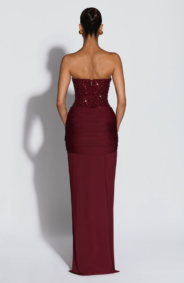Carina Bordo Maxi Elbise