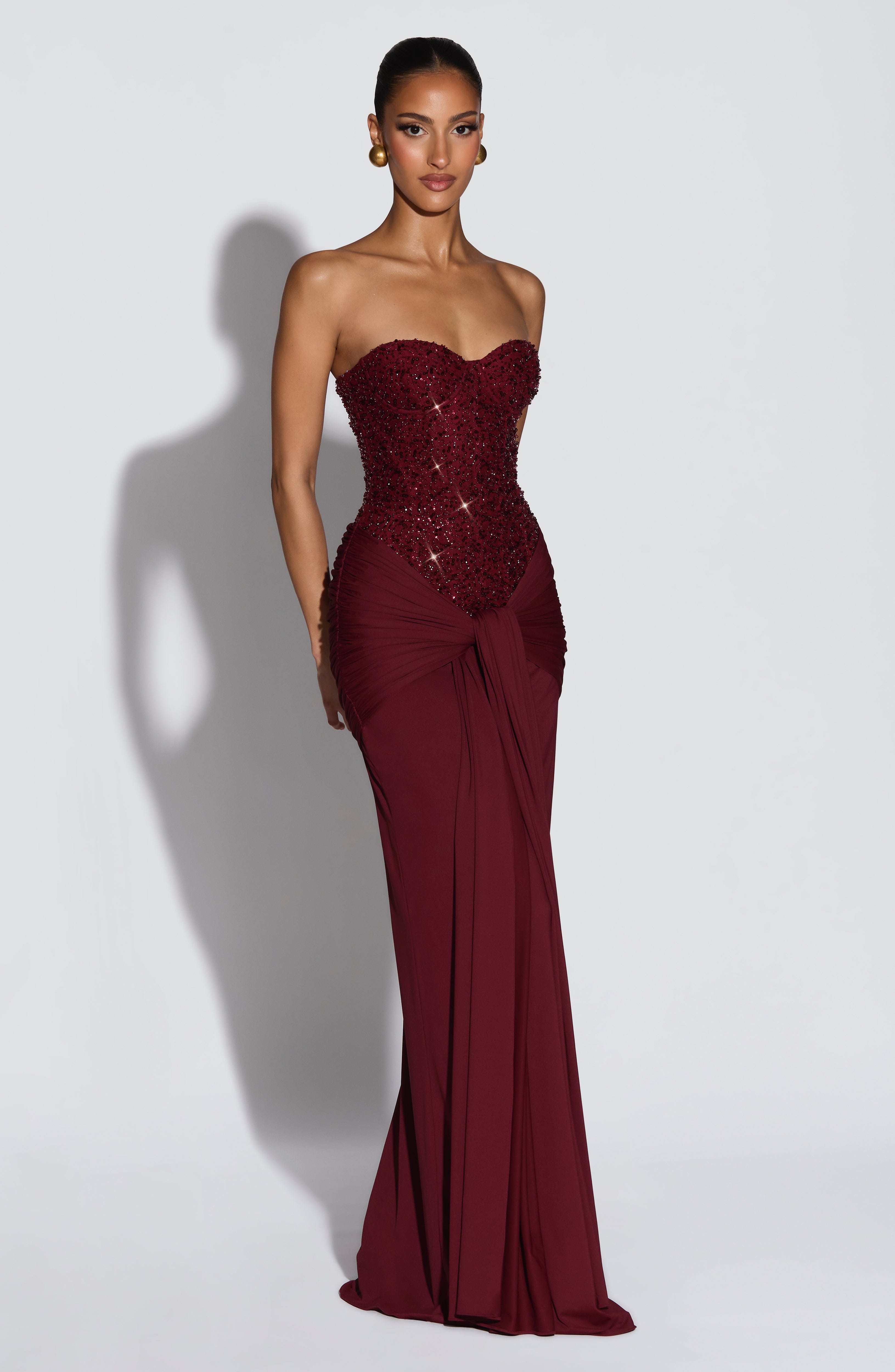 Carina Bordo Maxi Elbise