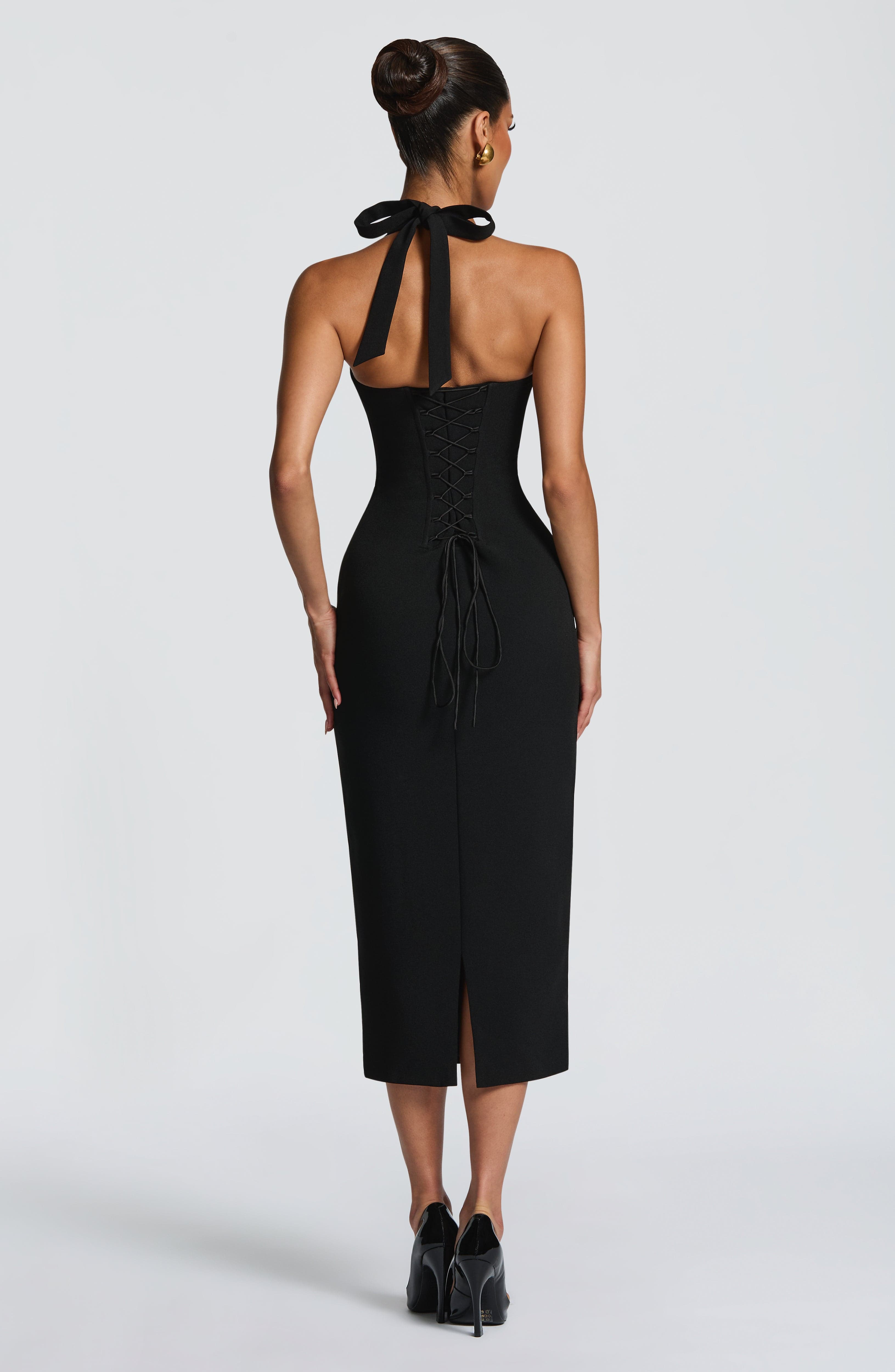 Siyah Cassia Midi Elbise