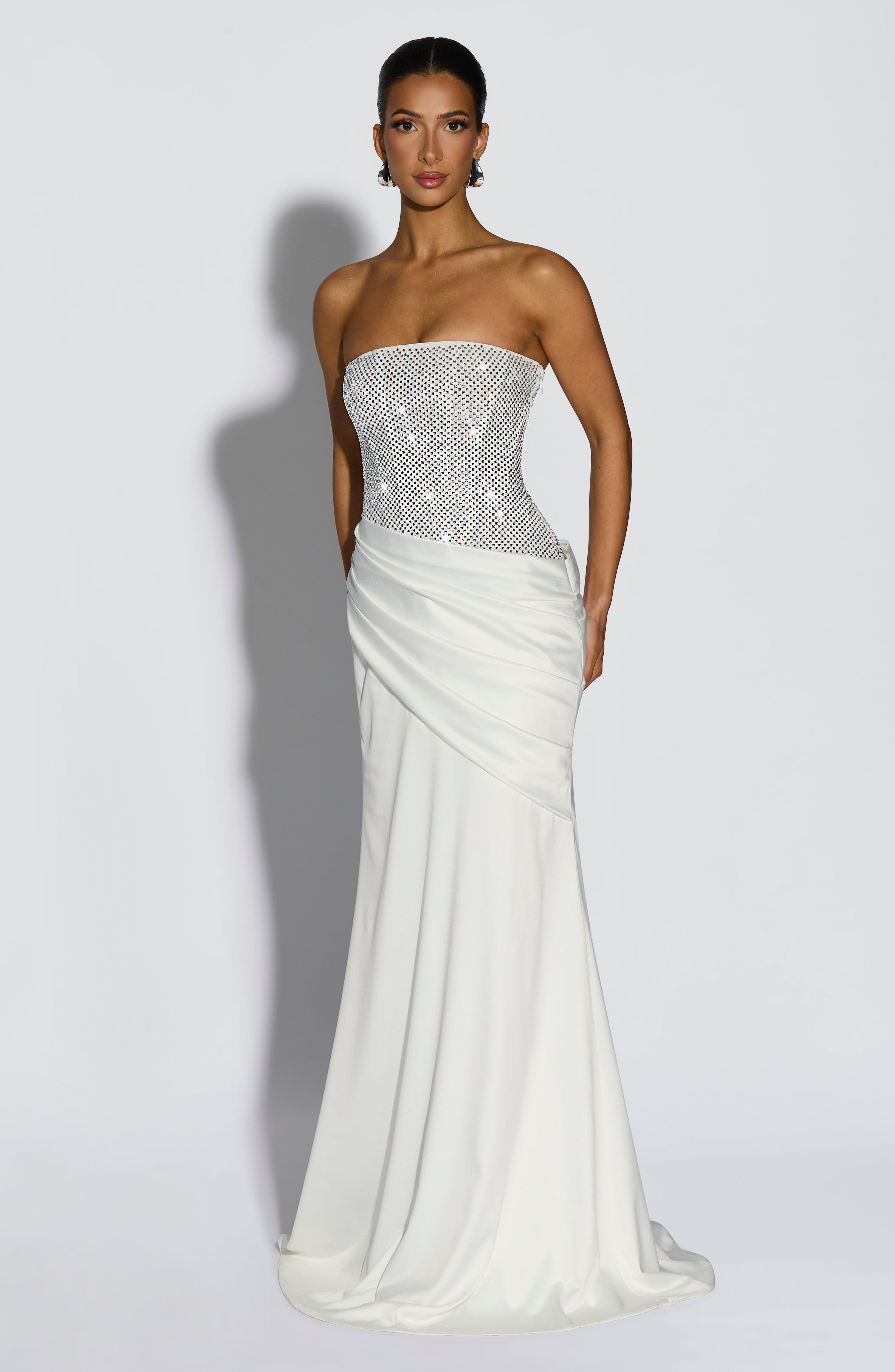 Celestia Maxi Krem Elbise