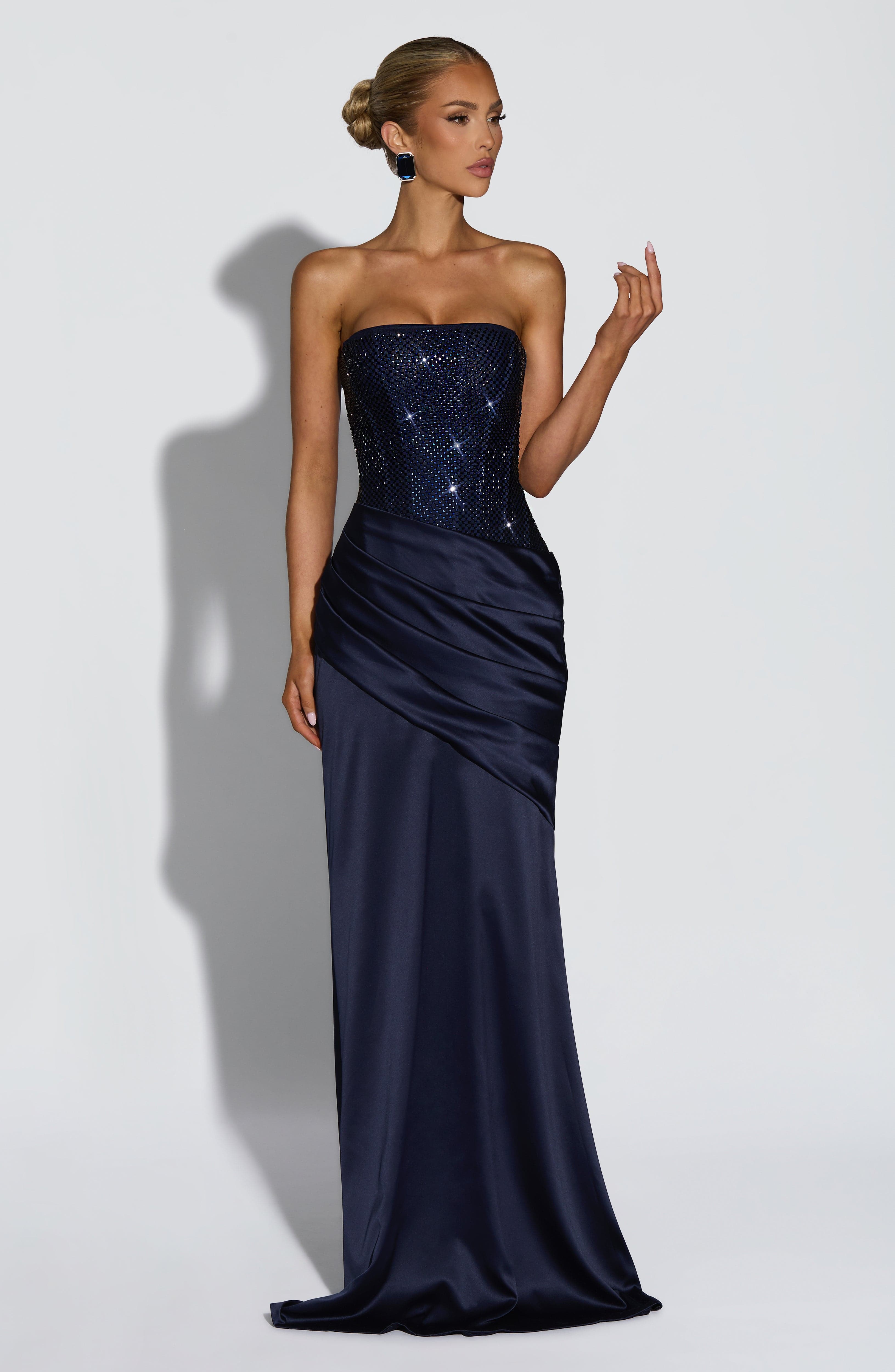 Celestia Lacivert Maxi Elbise