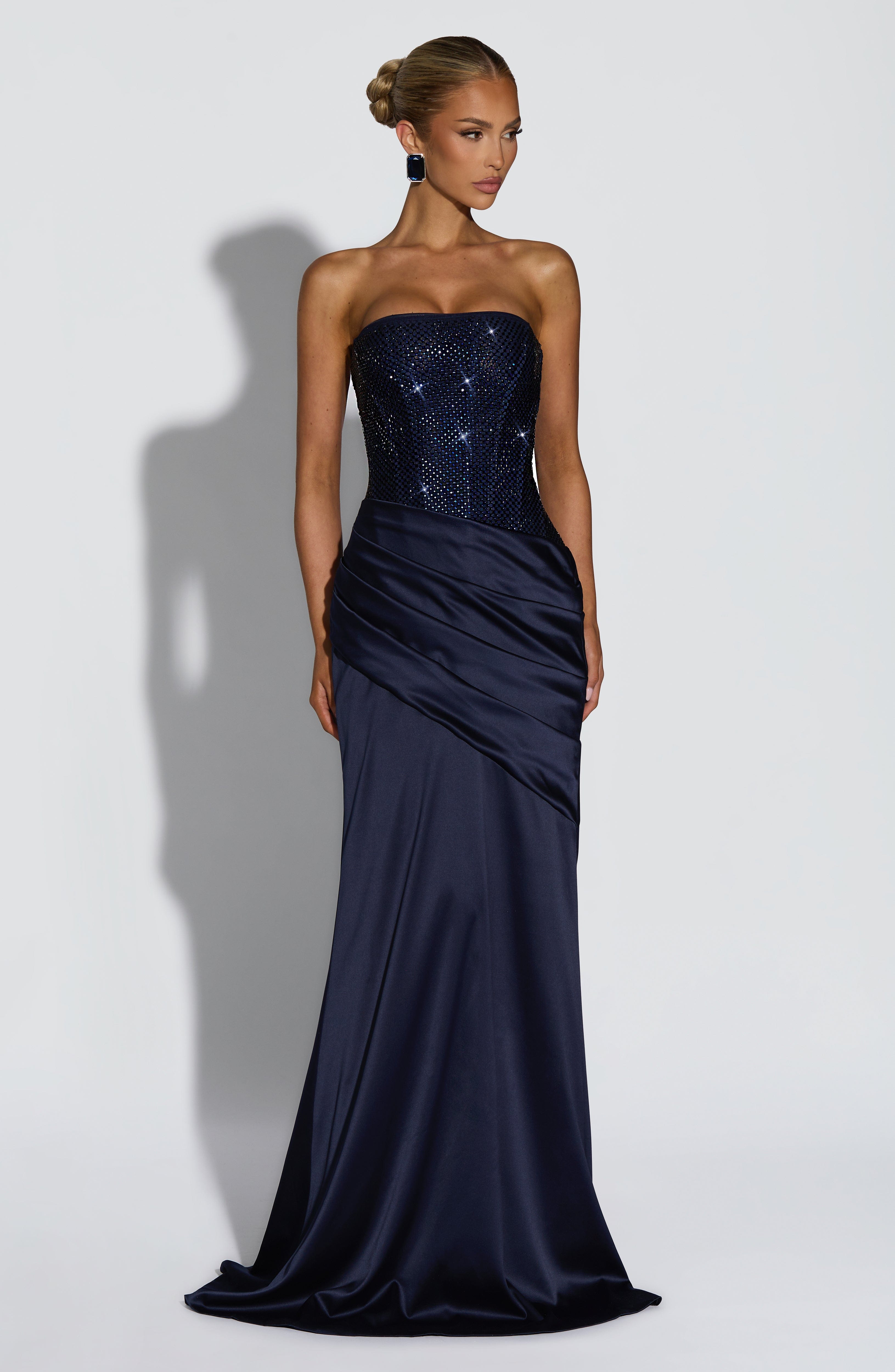 Celestia Lacivert Maxi Elbise