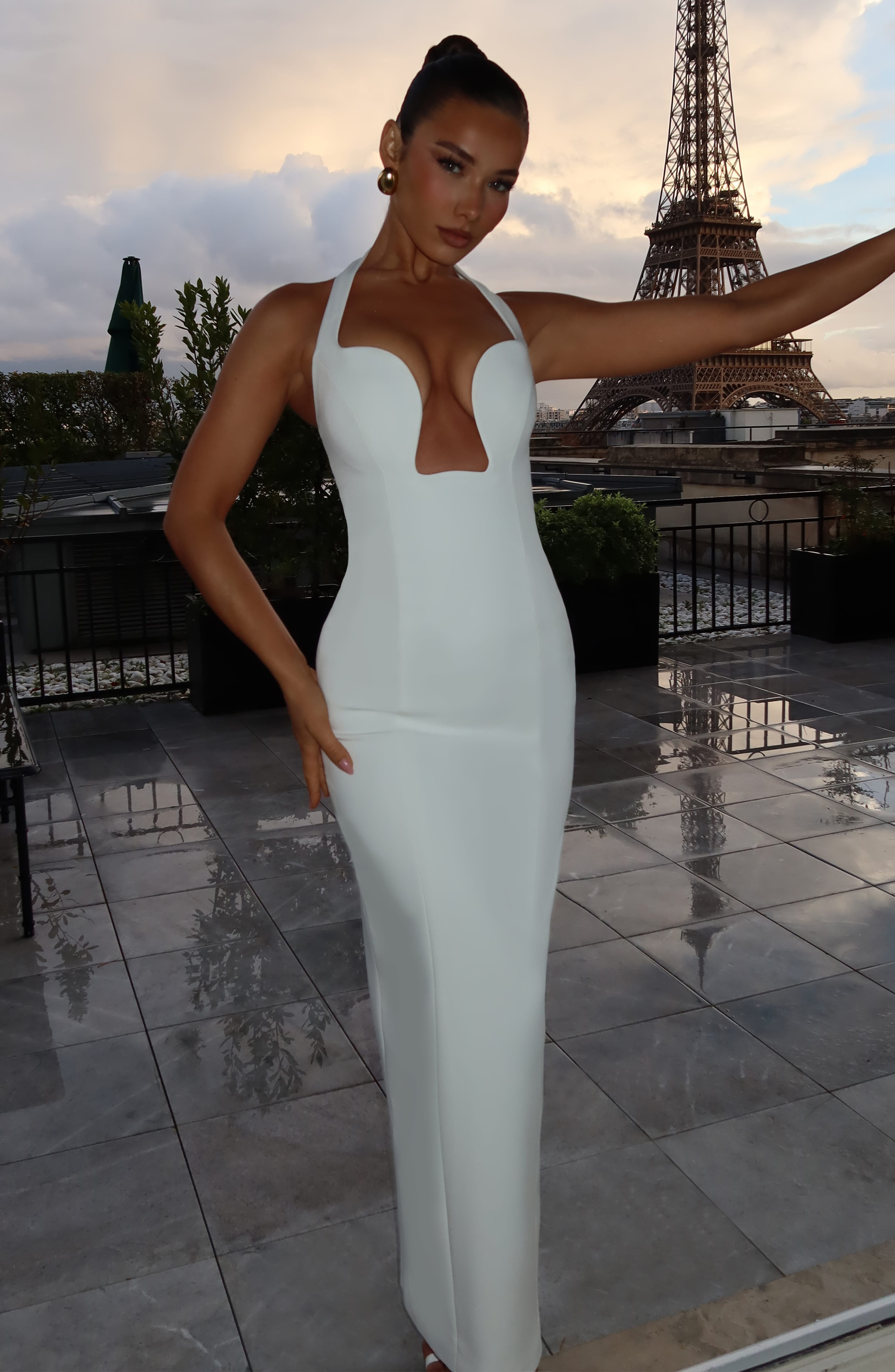 Charlotte Maxi Krem Elbise