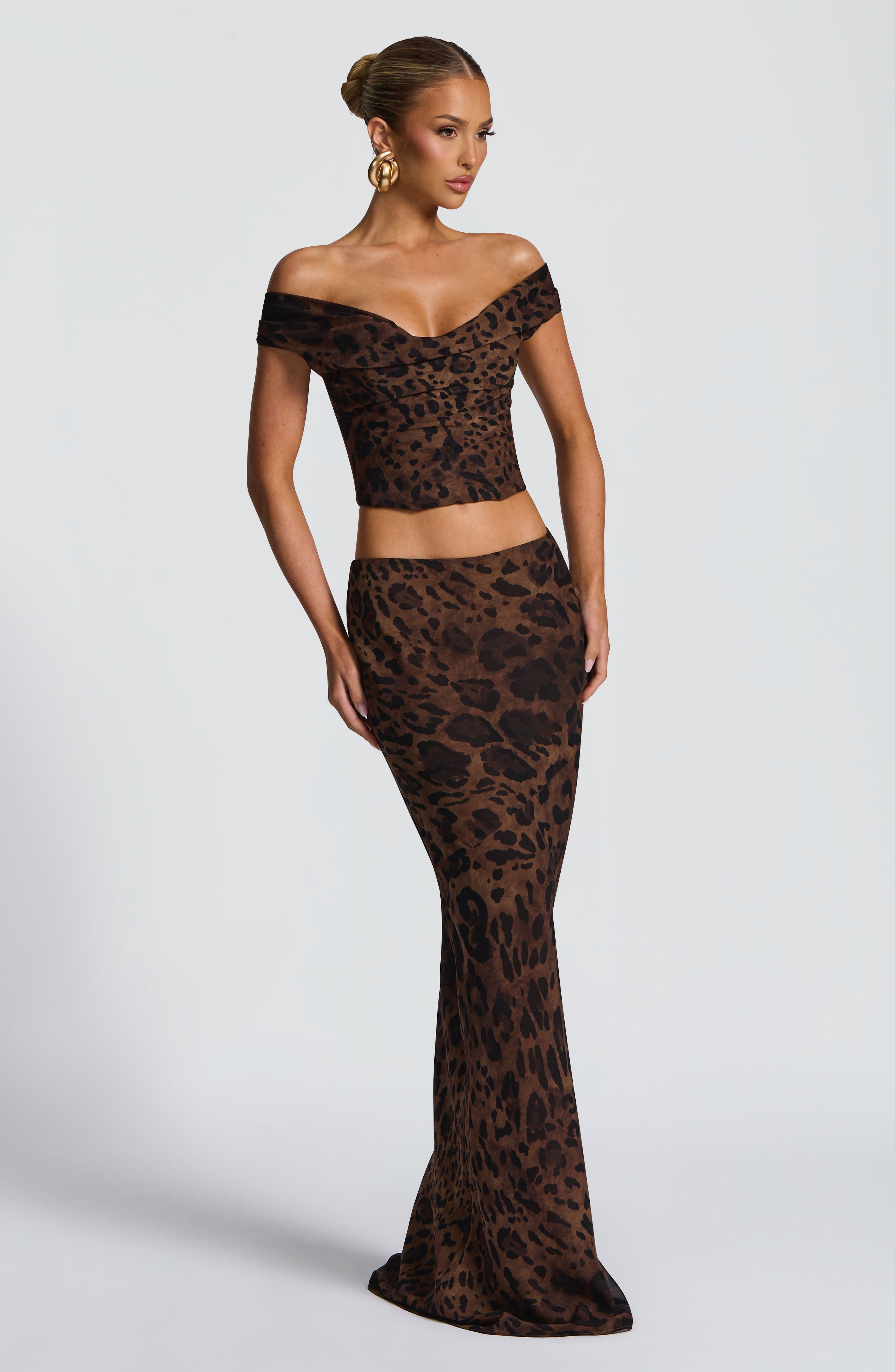 Chrysoula Leopar Desenli Maxi Etek