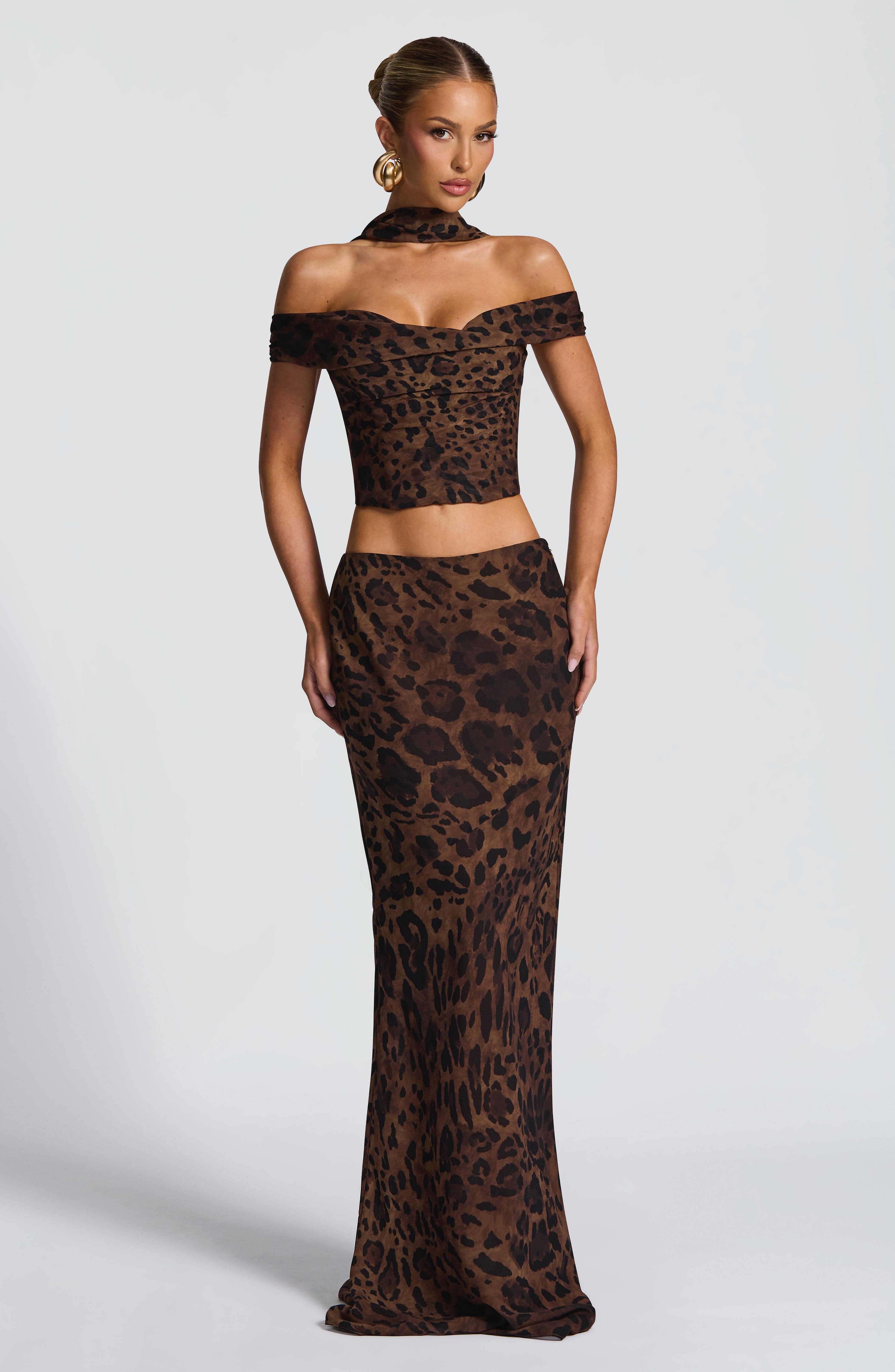 Chrysoula Leopar Desenli Maxi Etek