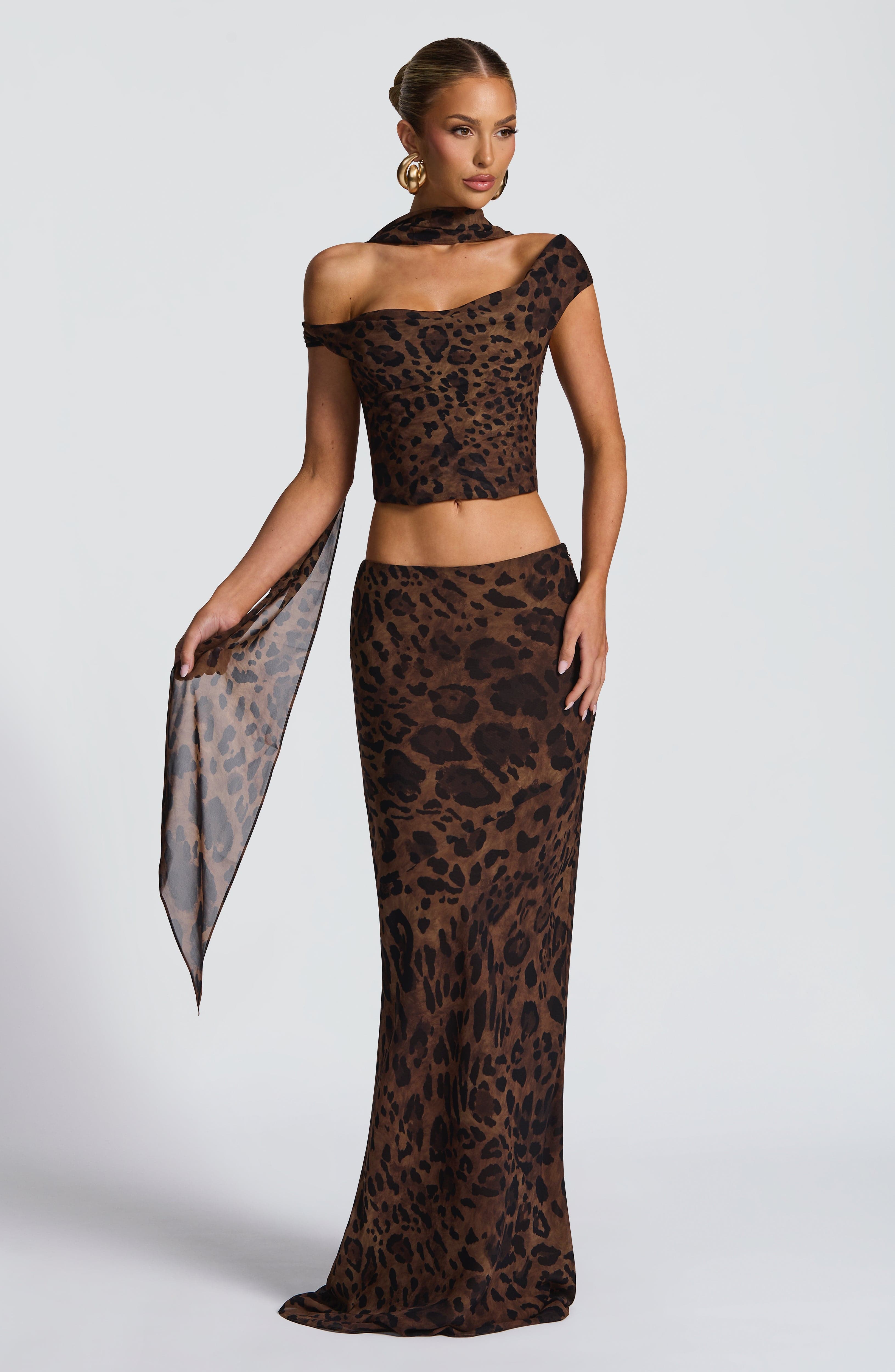 Chrysoula Leopar Desenli Maxi Etek