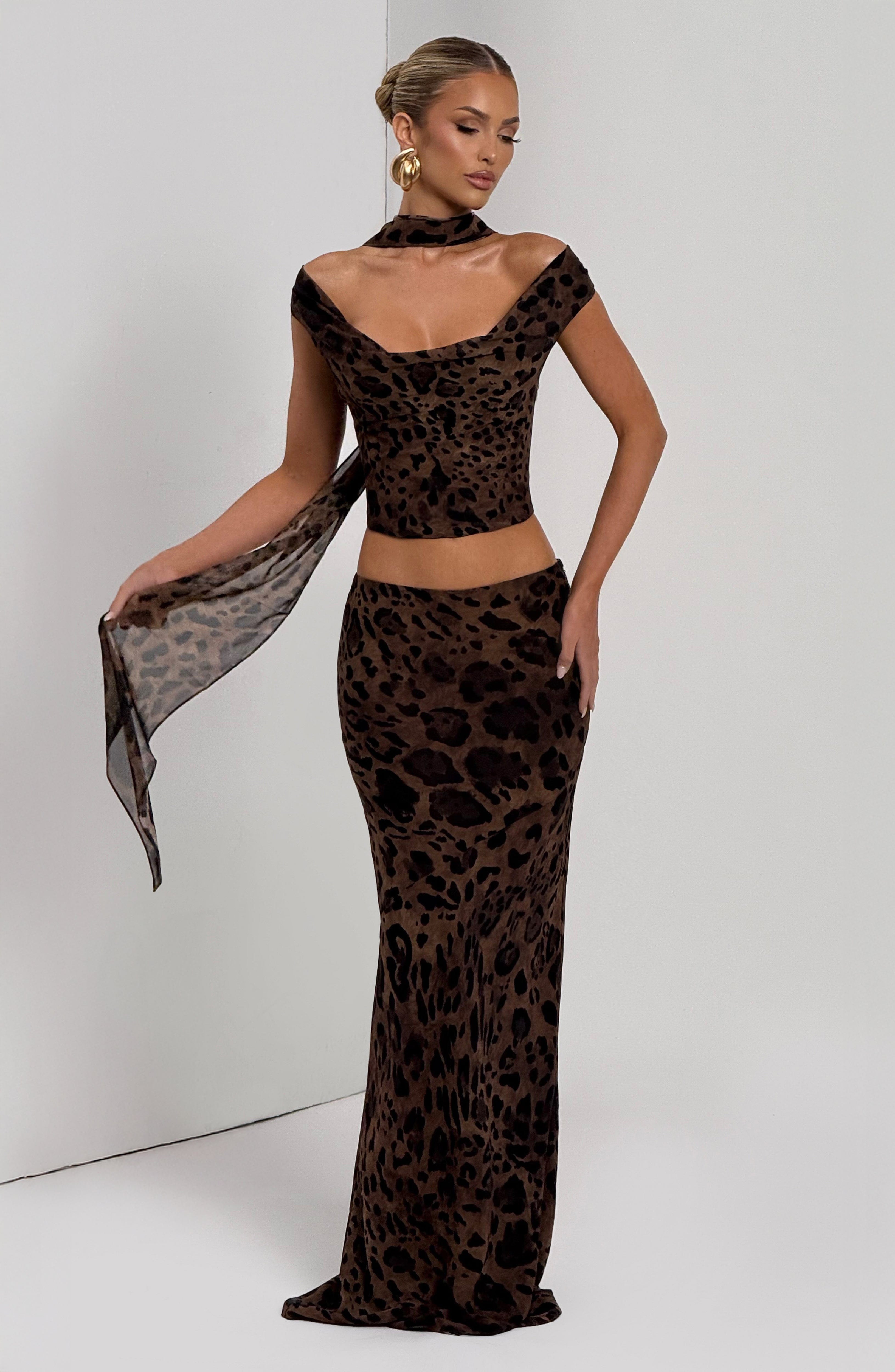 Chrysoula Leopar Desenli Maxi Etek