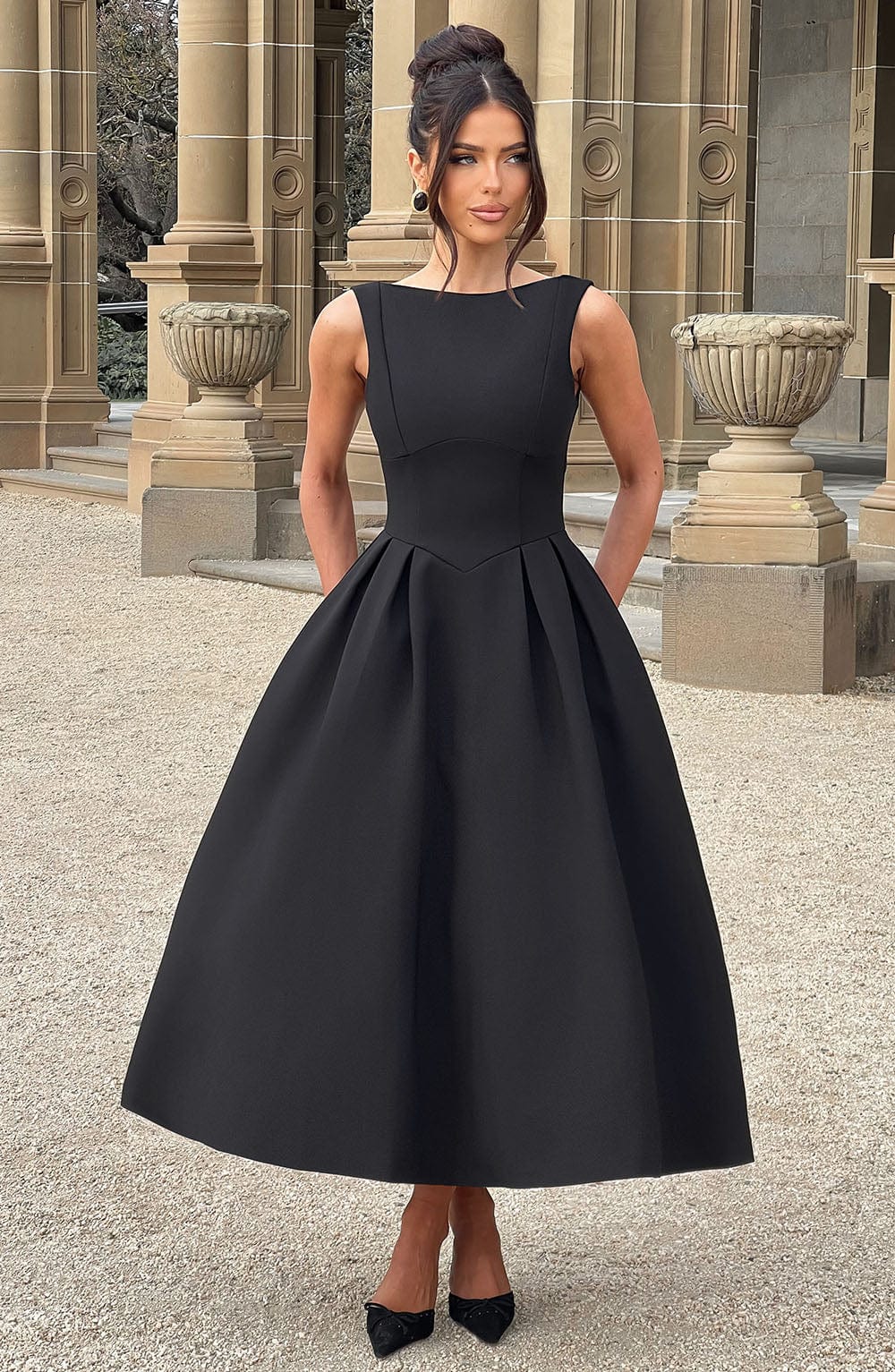 Clarabella Midi Siyah Elbise