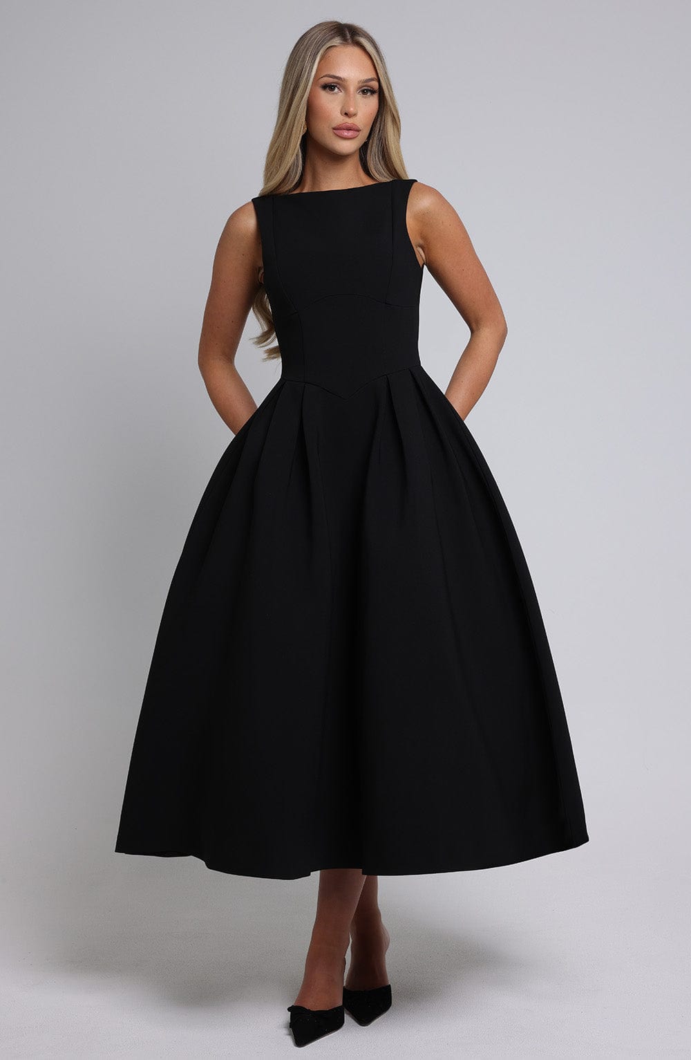Clarabella Midi Siyah Elbise