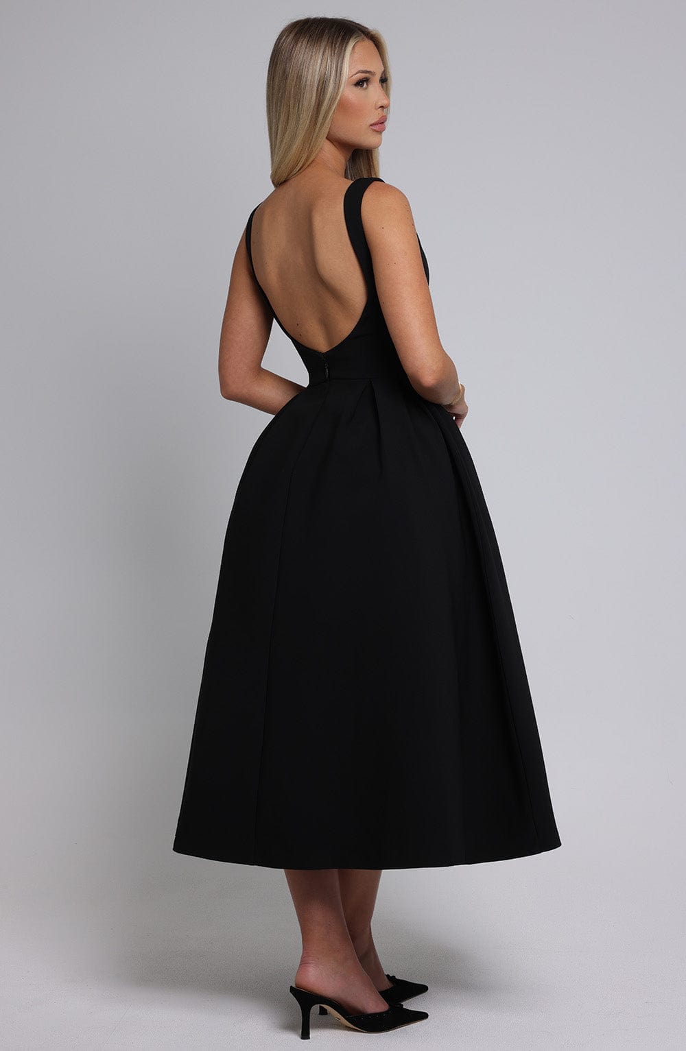 Clarabella Midi Siyah Elbise