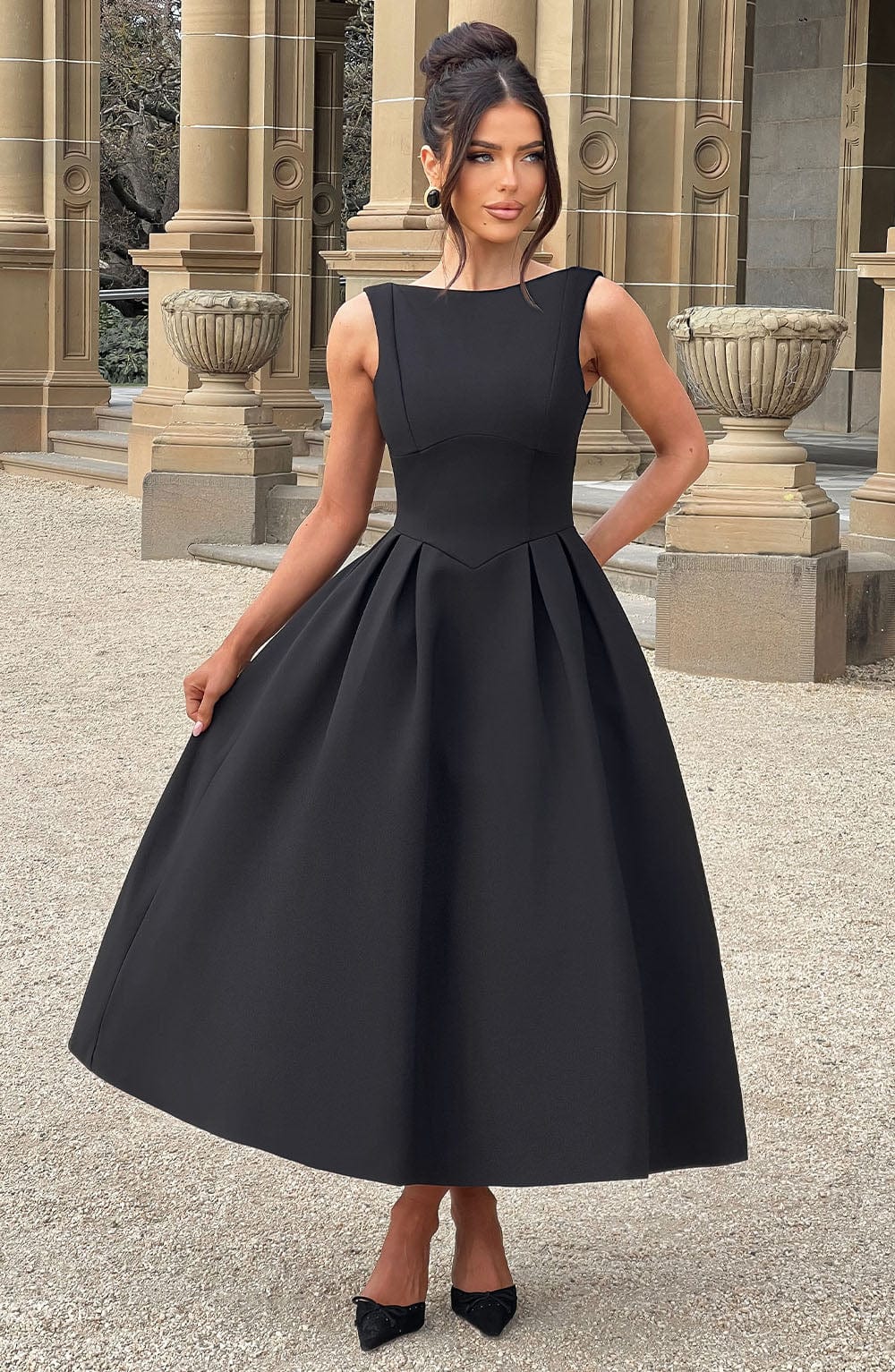 Clarabella Midi Siyah Elbise
