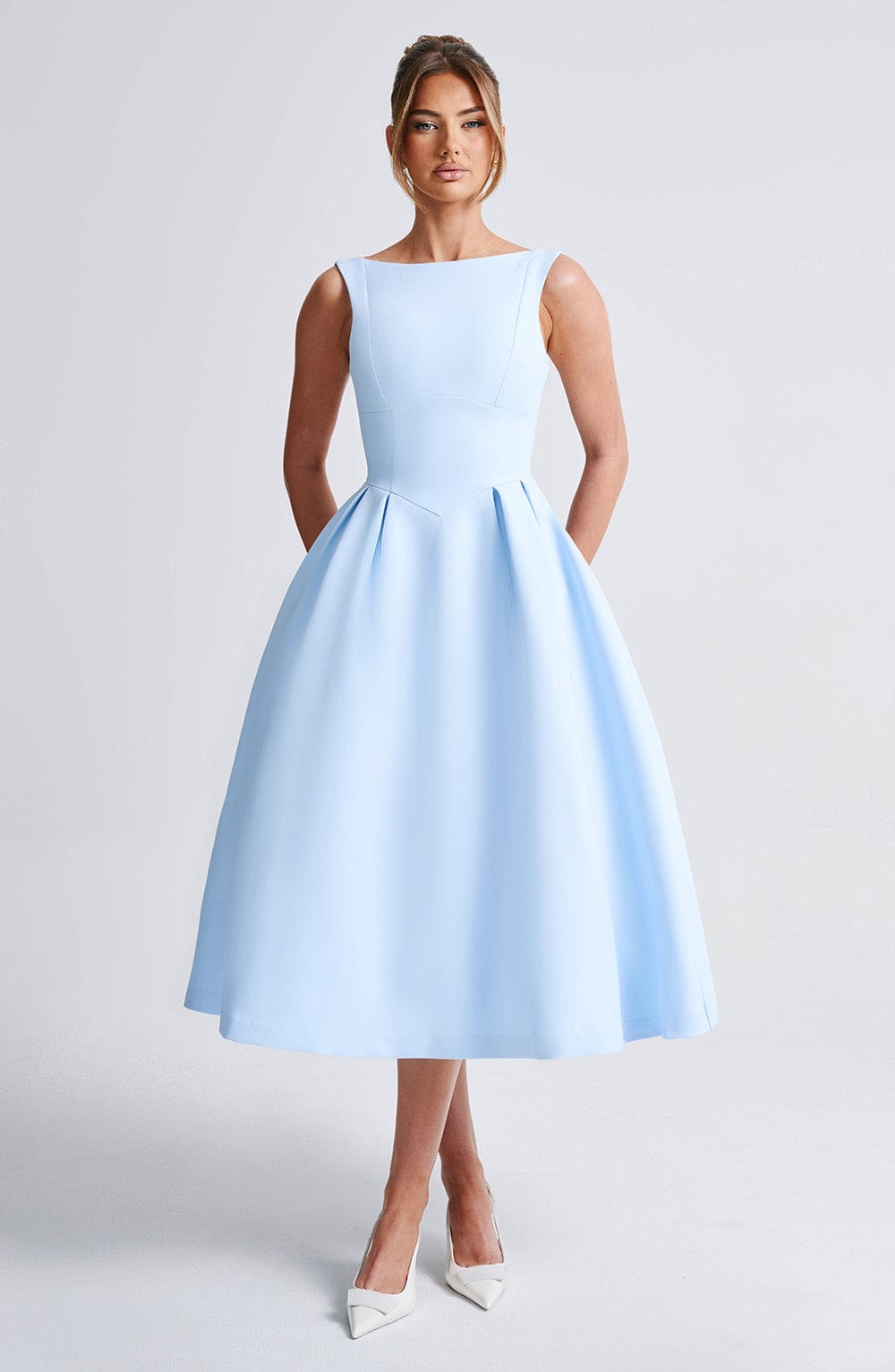 Clarabella Mavi Midi Elbise