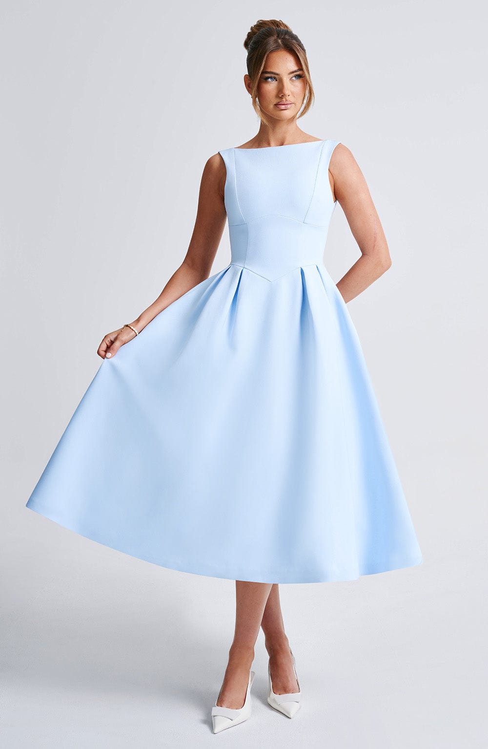 Clarabella Mavi Midi Elbise