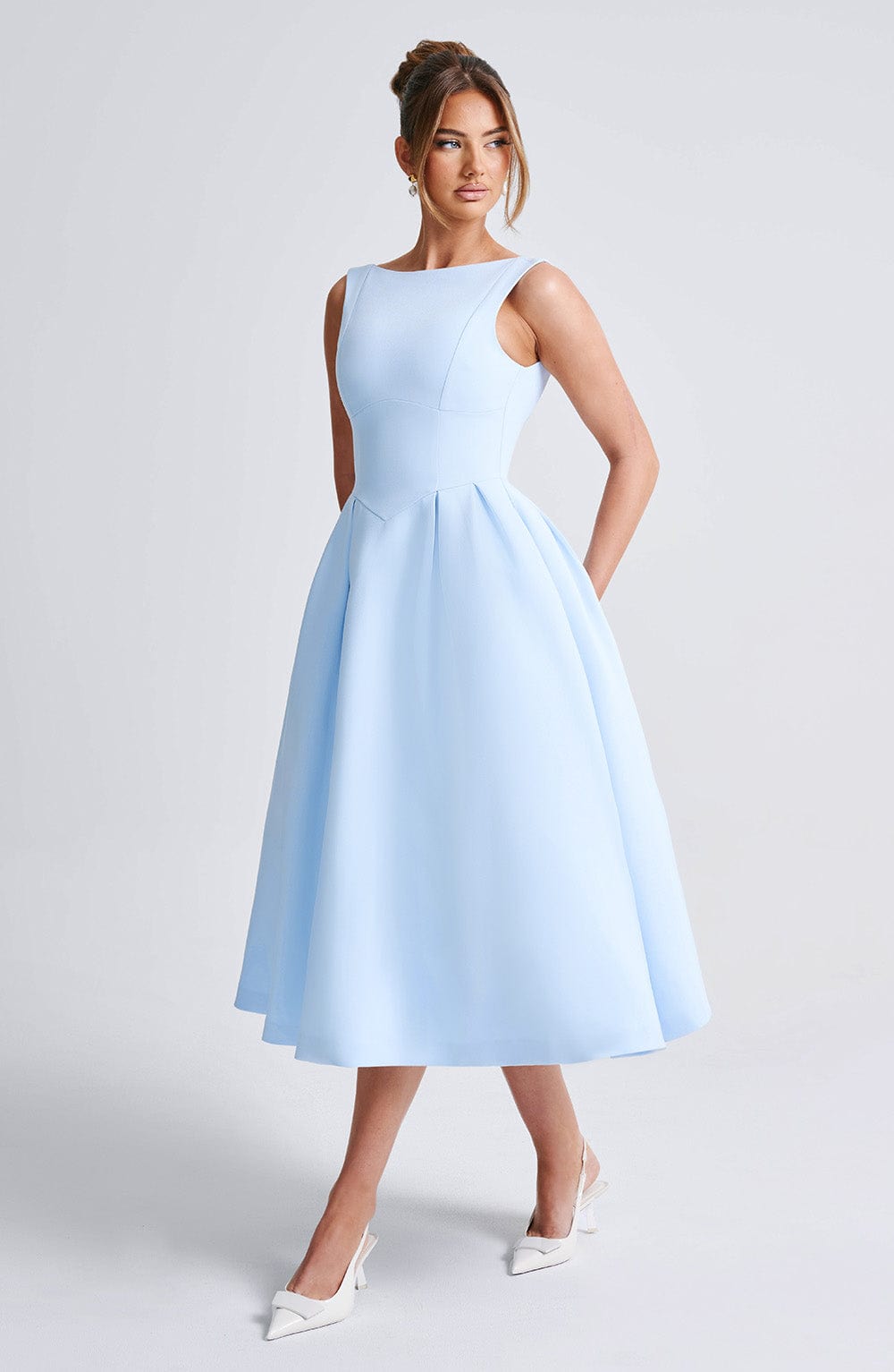 Clarabella Mavi Midi Elbise