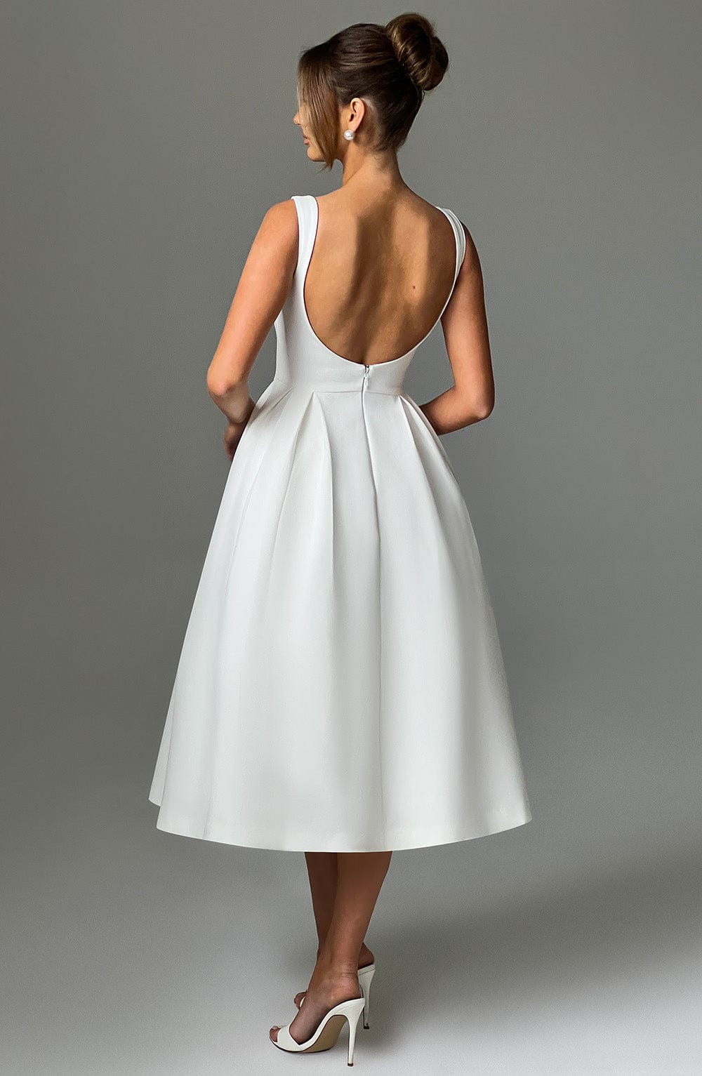 Clarabella Midi Krem Elbise
