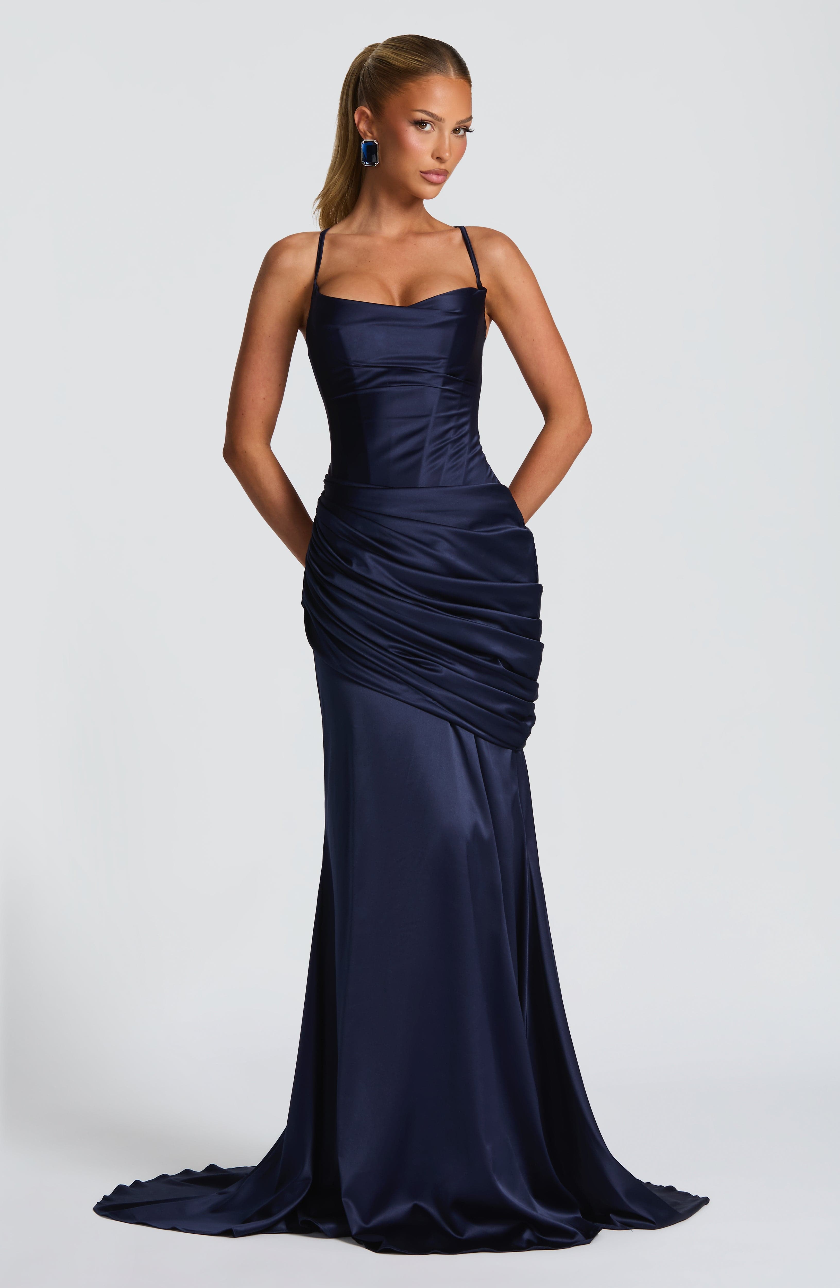 Connie Lacivert Maxi Elbise
