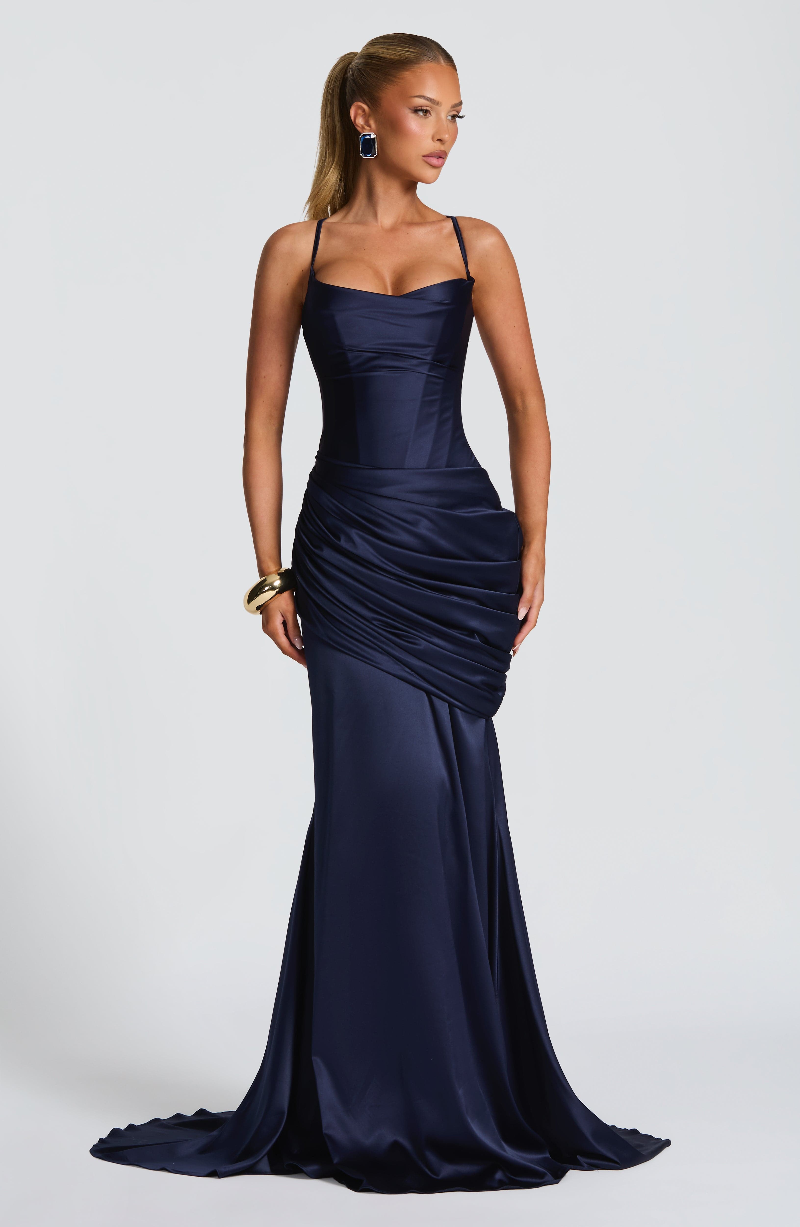 Connie Lacivert Maxi Elbise
