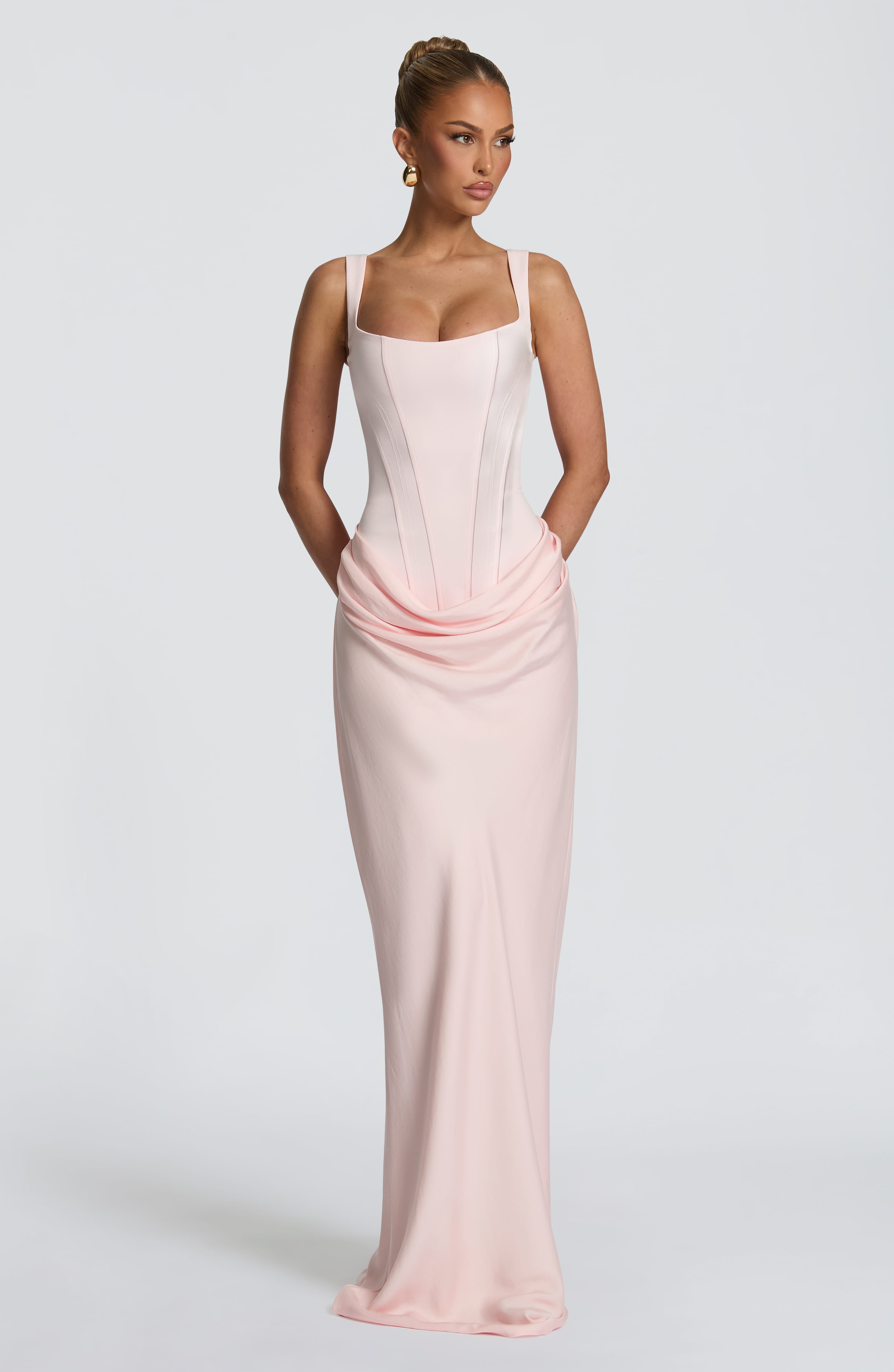 Pembe Cornelia Maxi Elbise