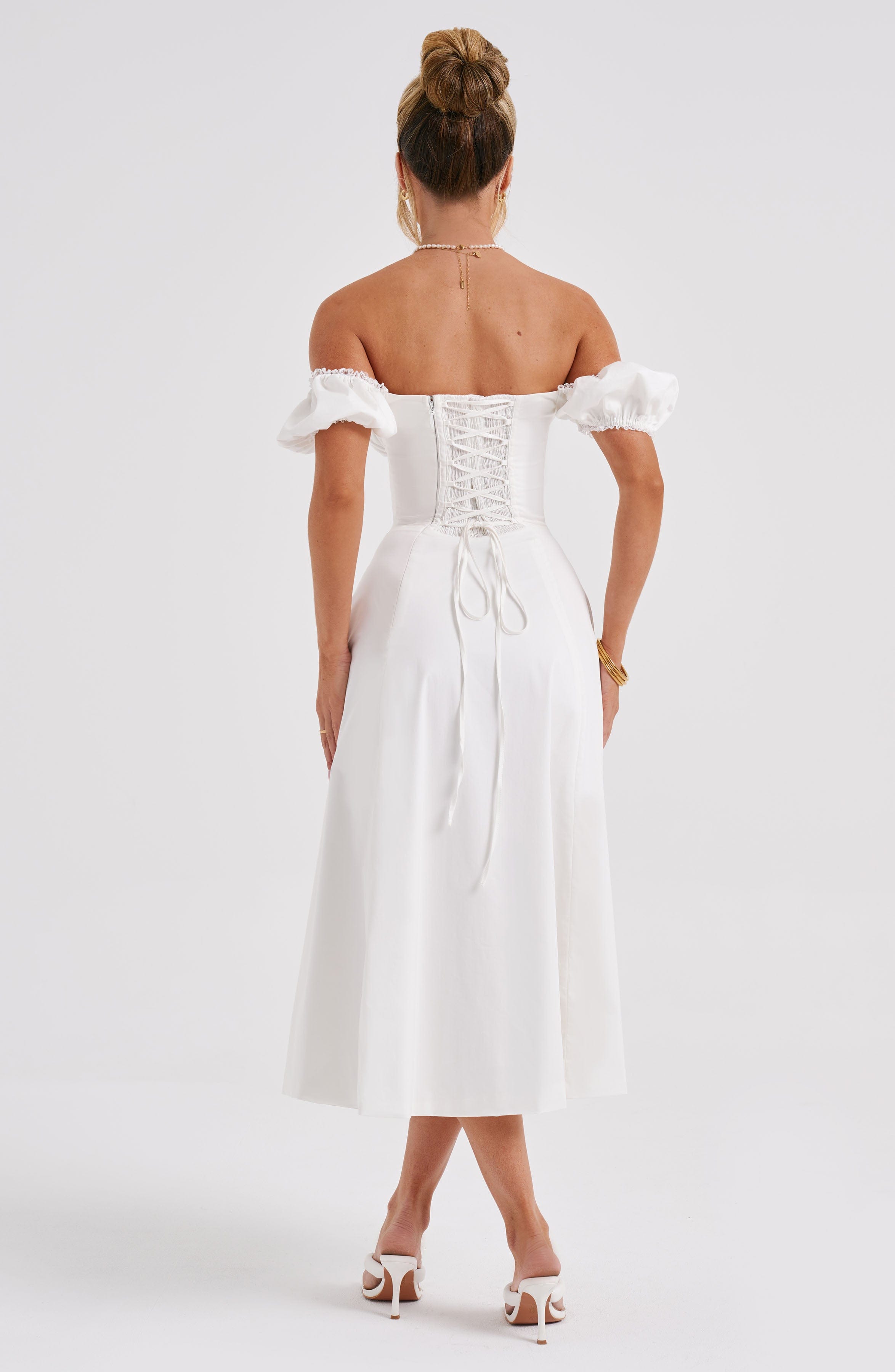 Ekru Courtney Midi Elbise