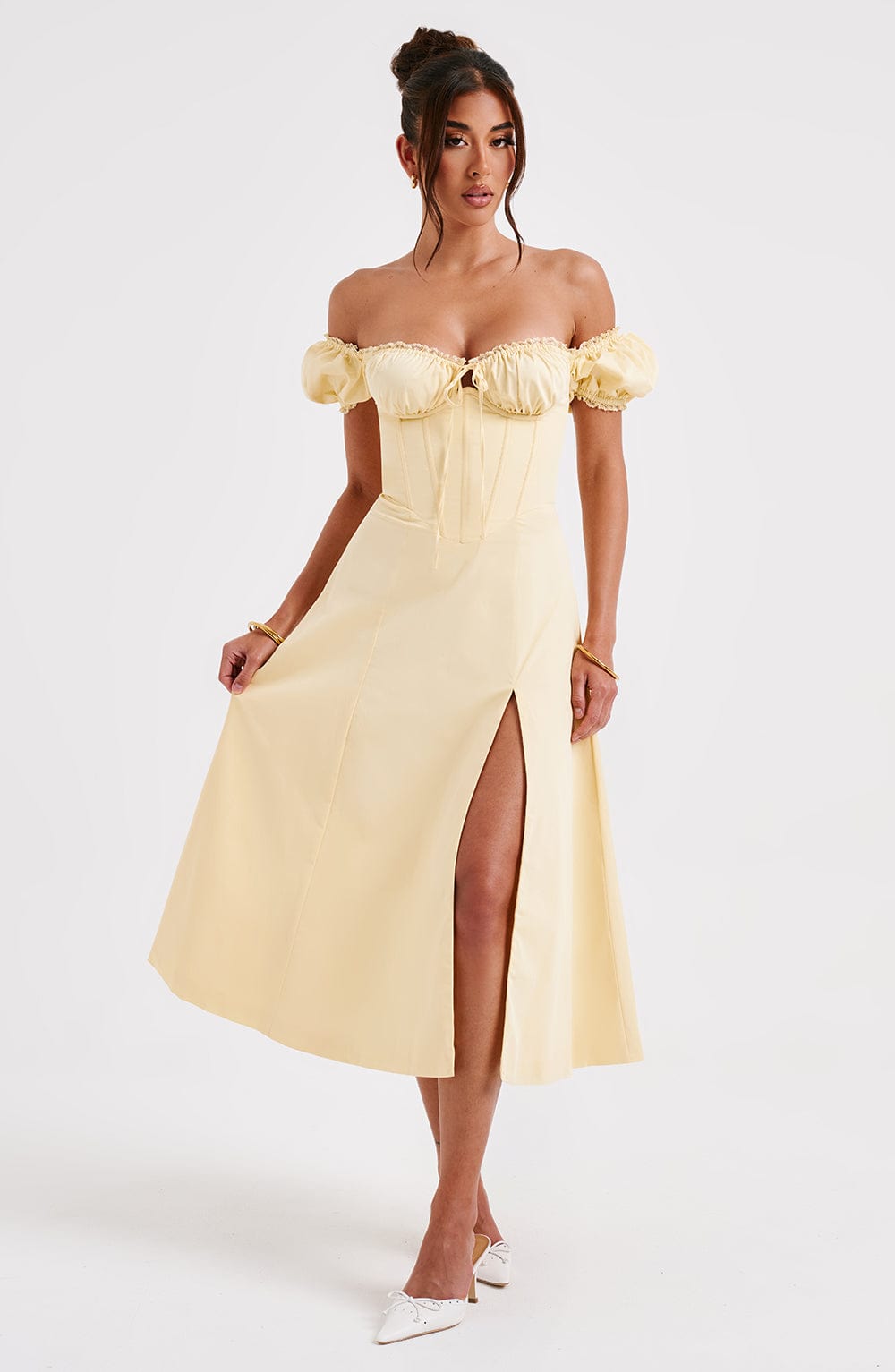 Limon Midi Elbise - Courtney Modeli