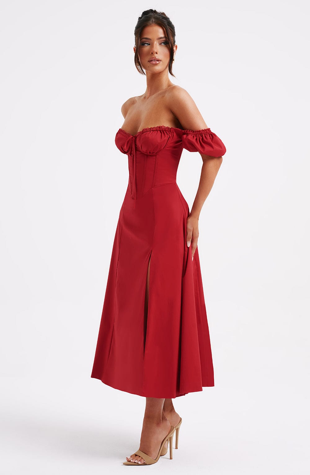 Kırmızı Courtney Midi Elbise