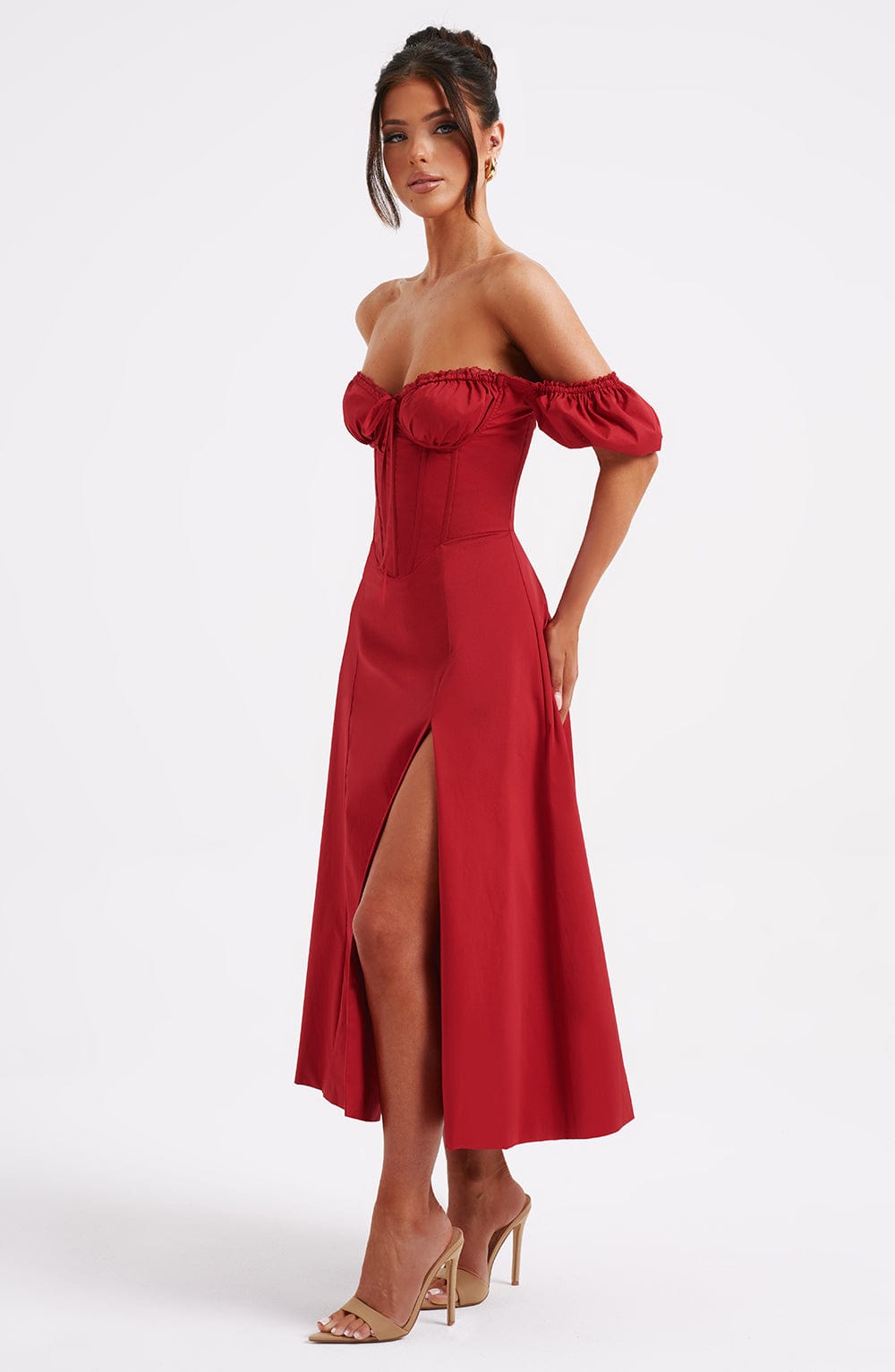 Kırmızı Courtney Midi Elbise