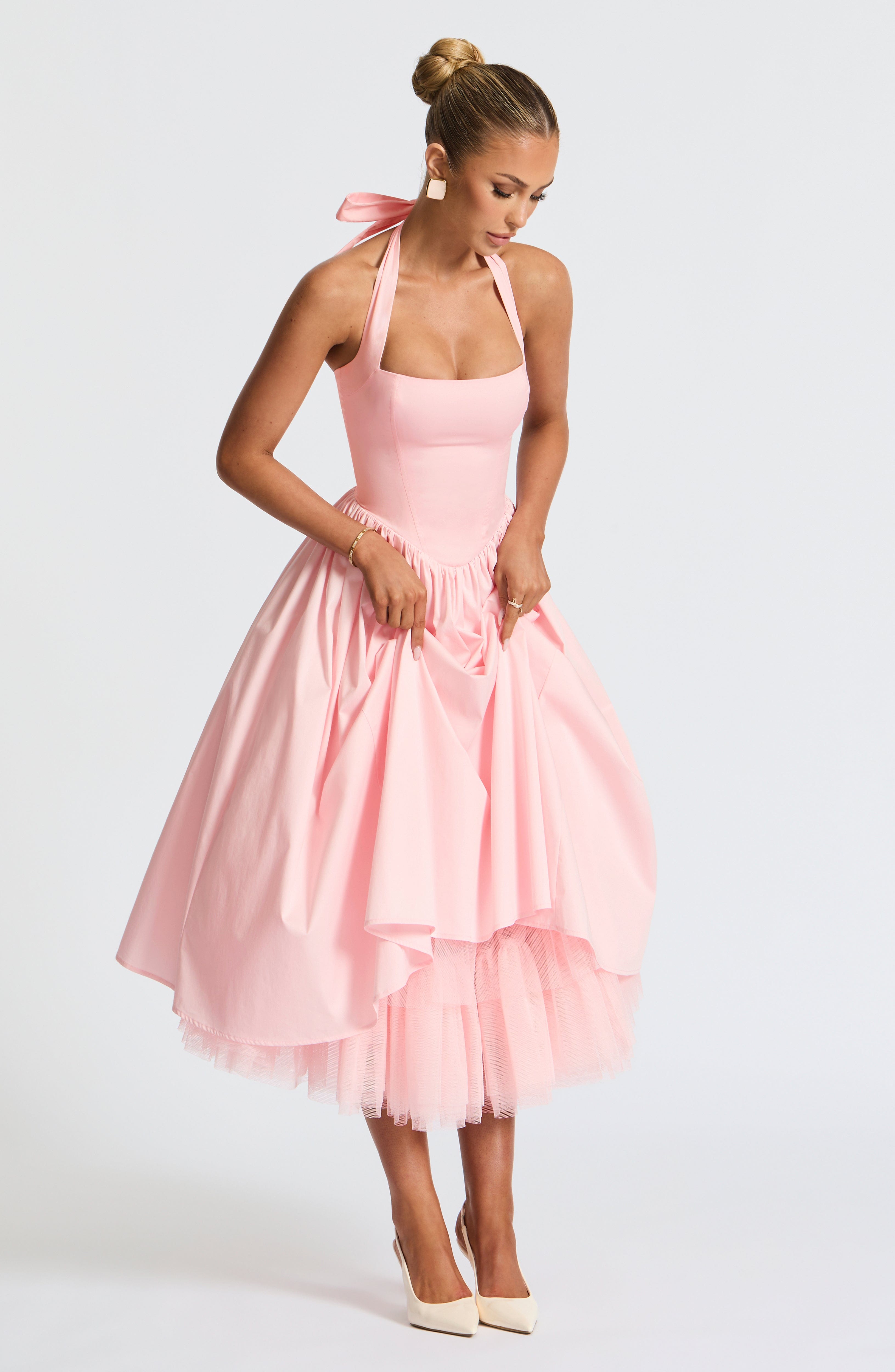 Cressida Pembe Midi Elbise