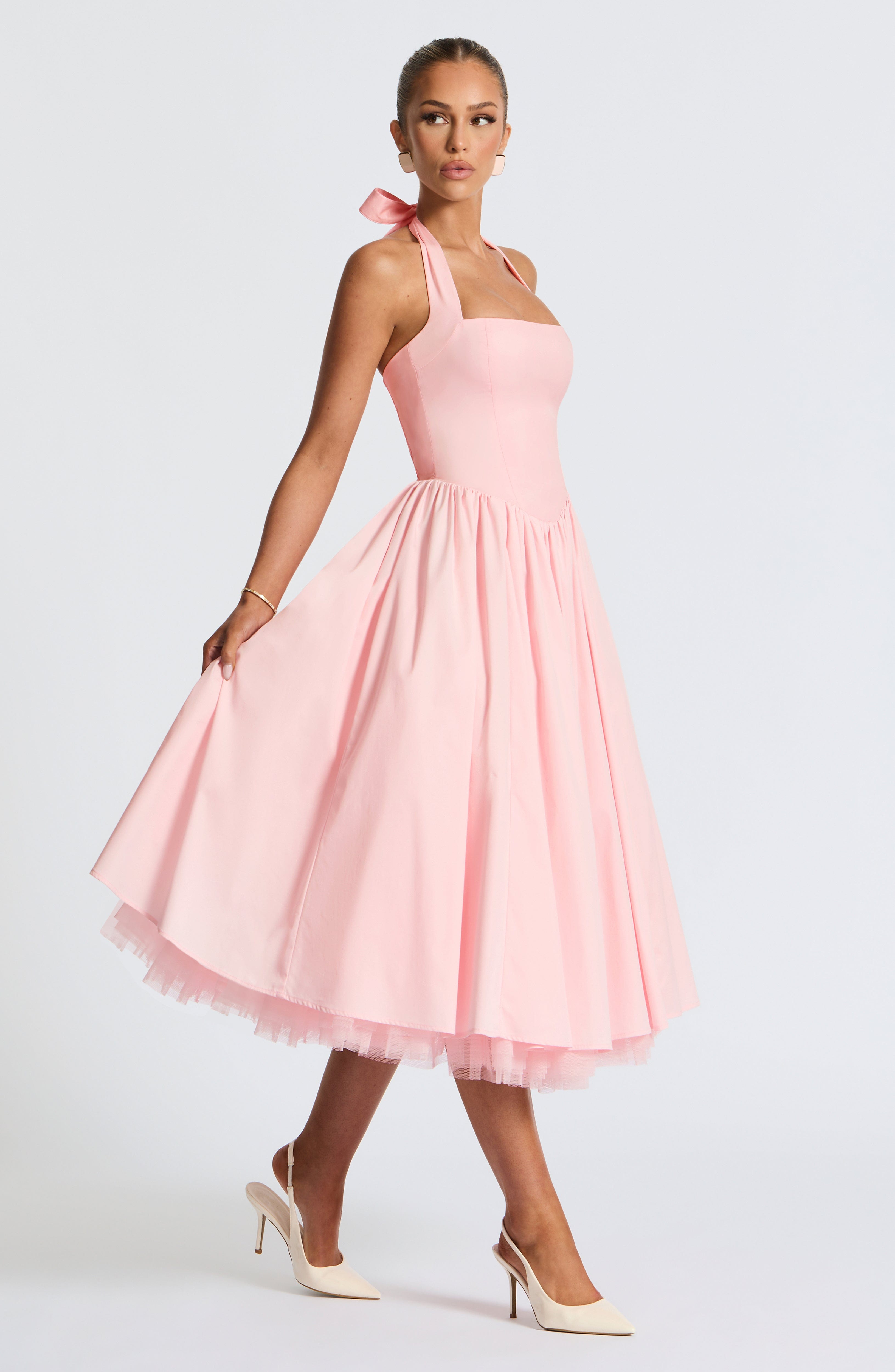 Cressida Pembe Midi Elbise