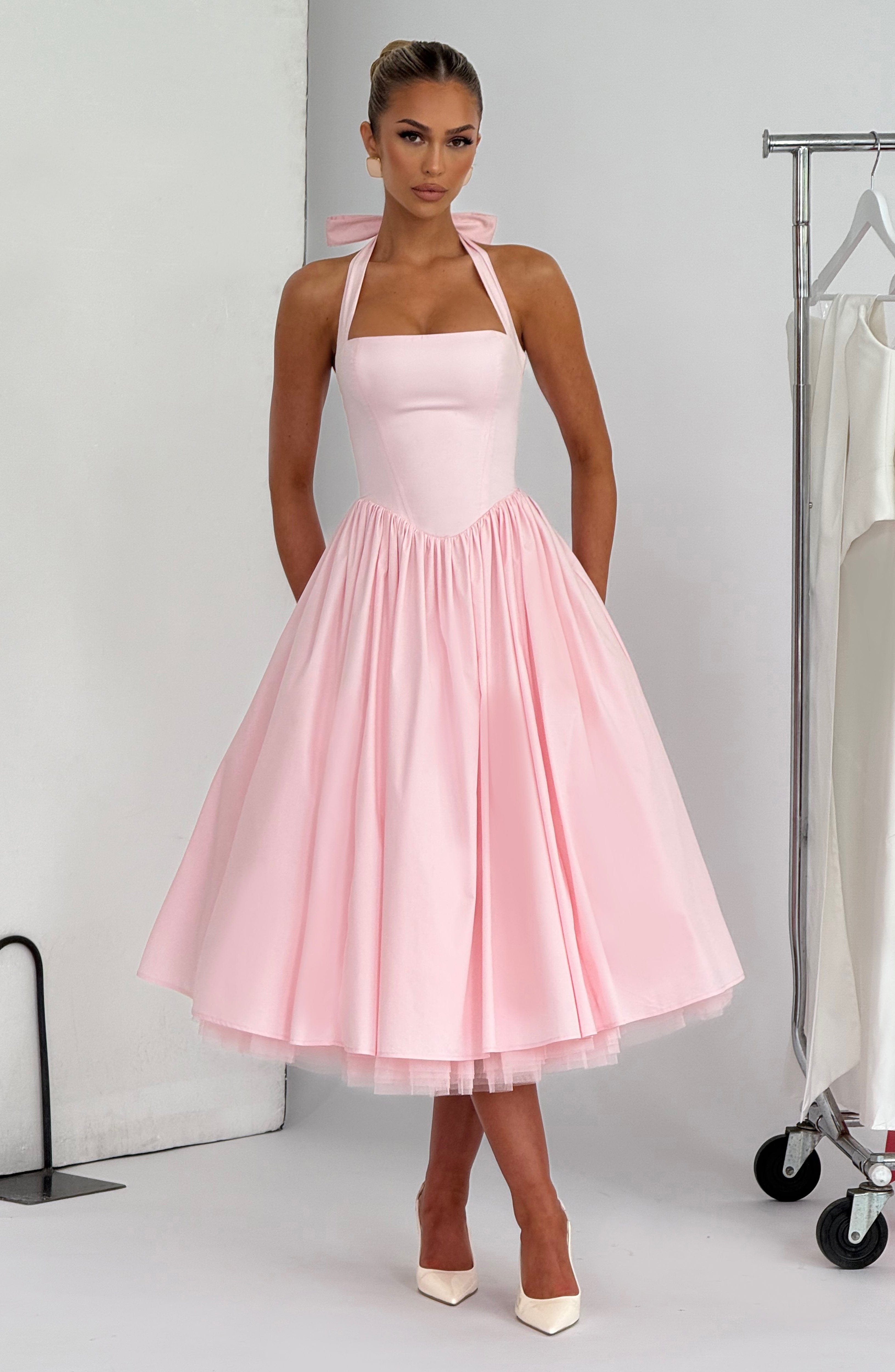 Cressida Pembe Midi Elbise