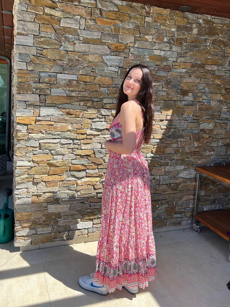Anastasia Desenli Pembe Maxi Elbise