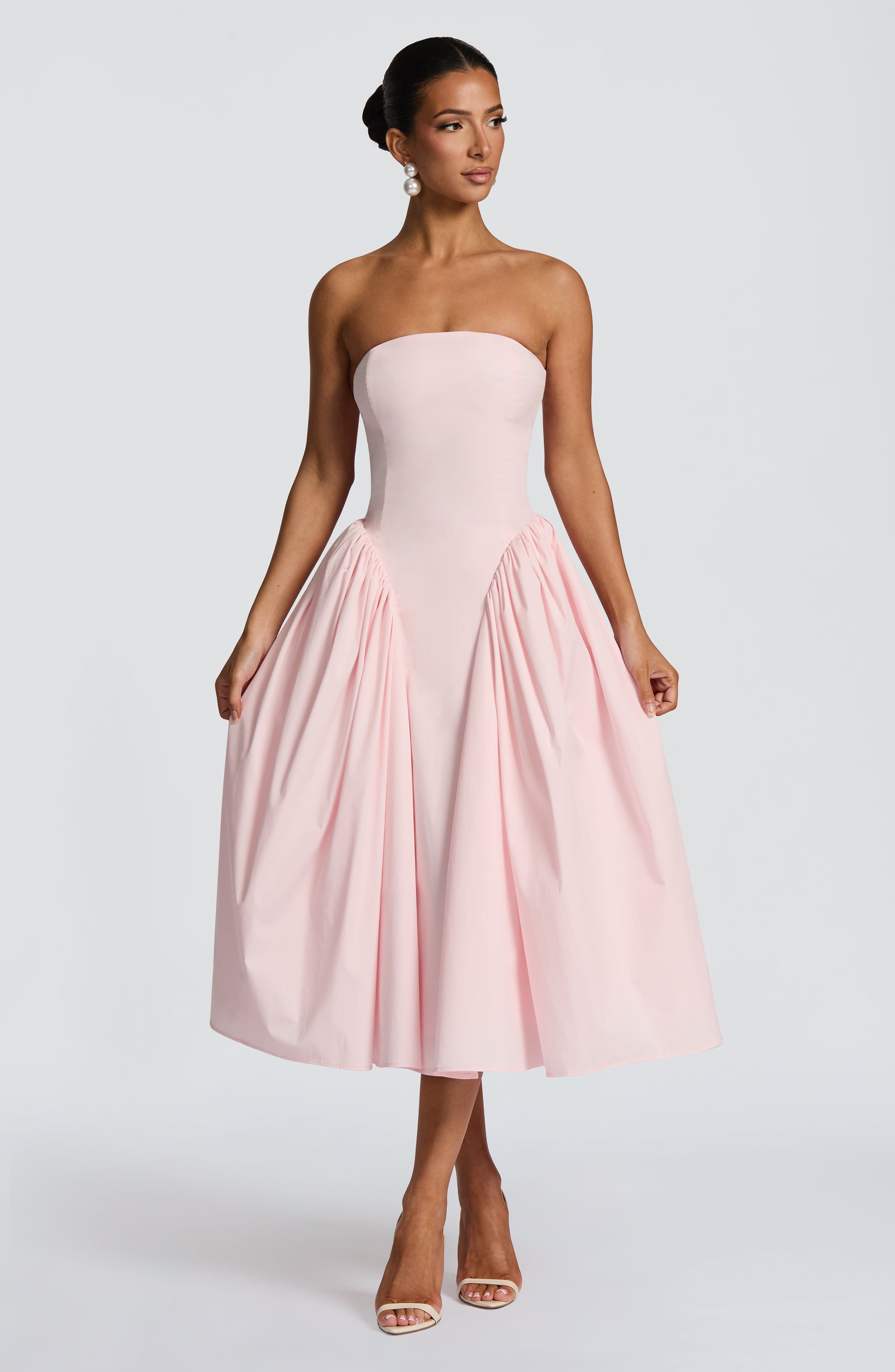 Pembe Darla Midi Elbise