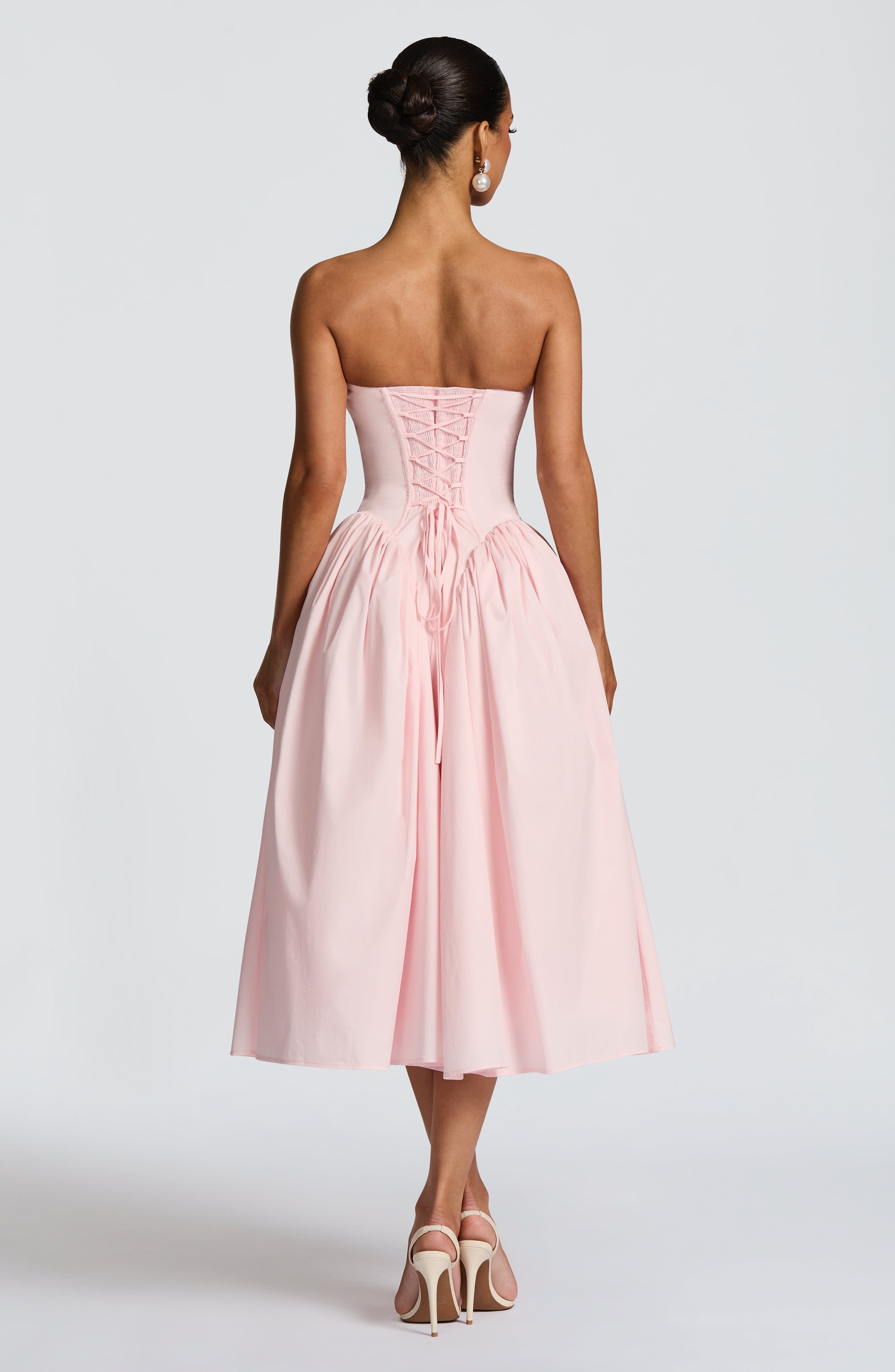 Pembe Darla Midi Elbise