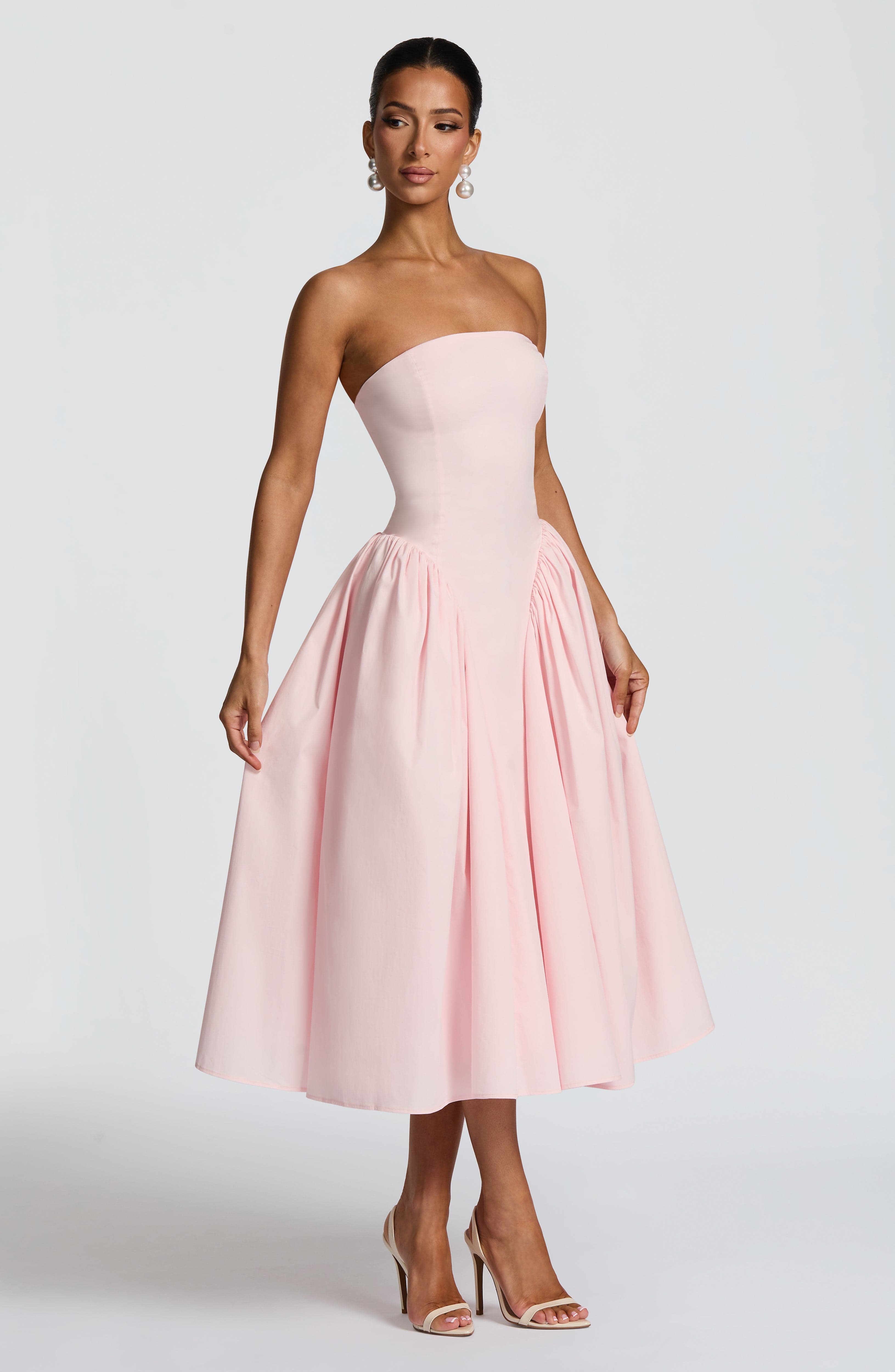 Pembe Darla Midi Elbise