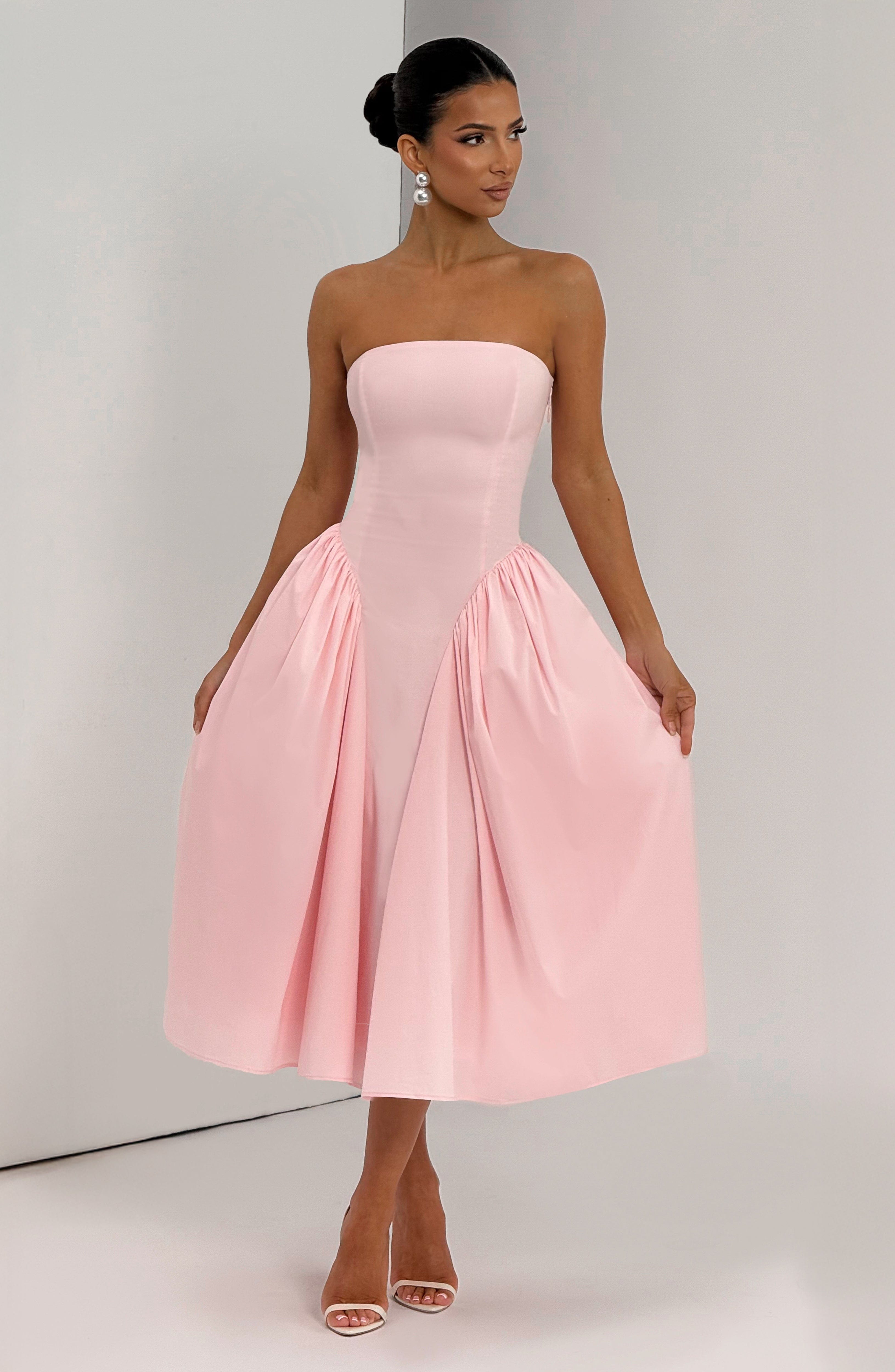 Pembe Darla Midi Elbise