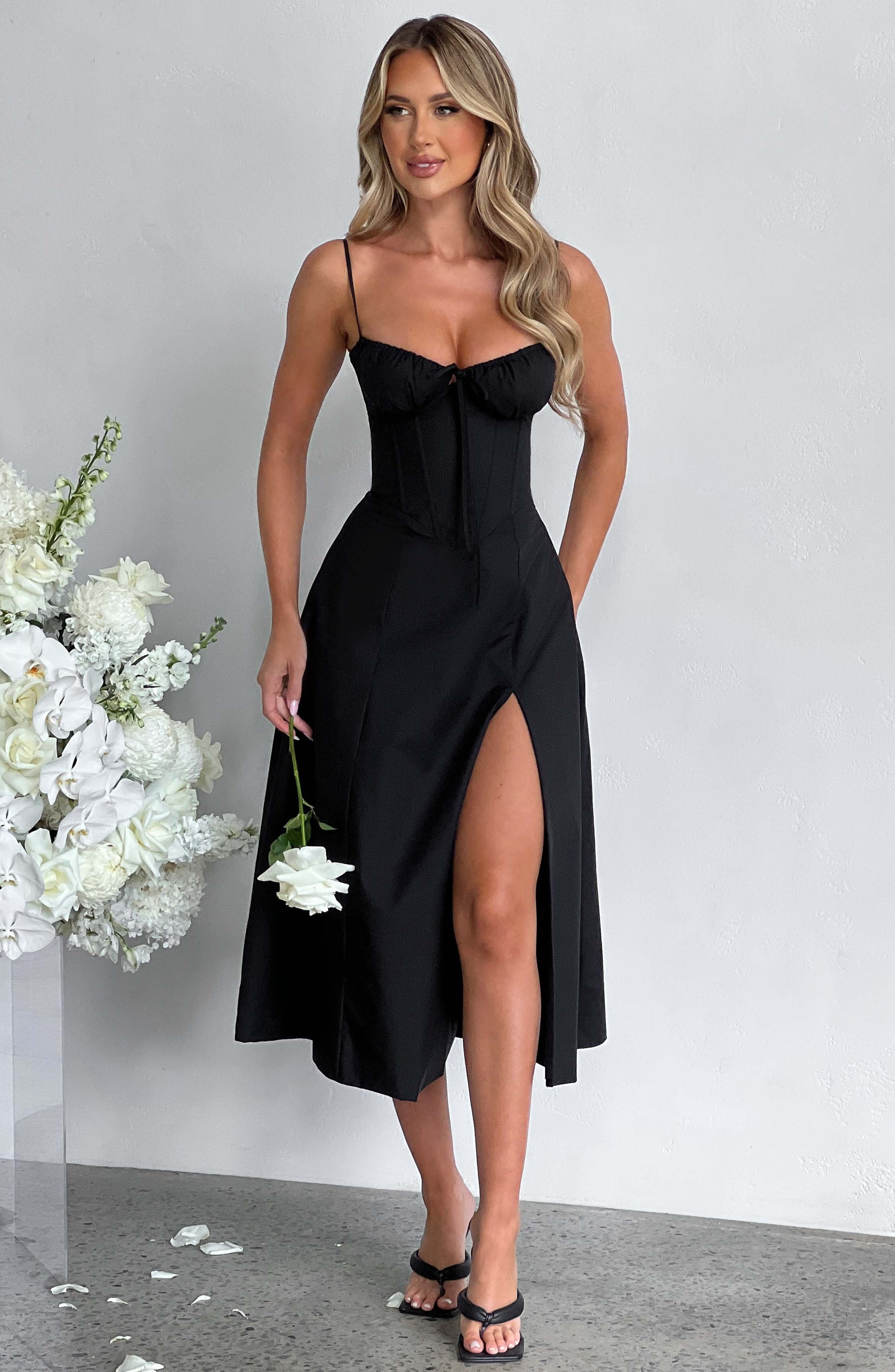 Deanna Midi Siyah Elbise