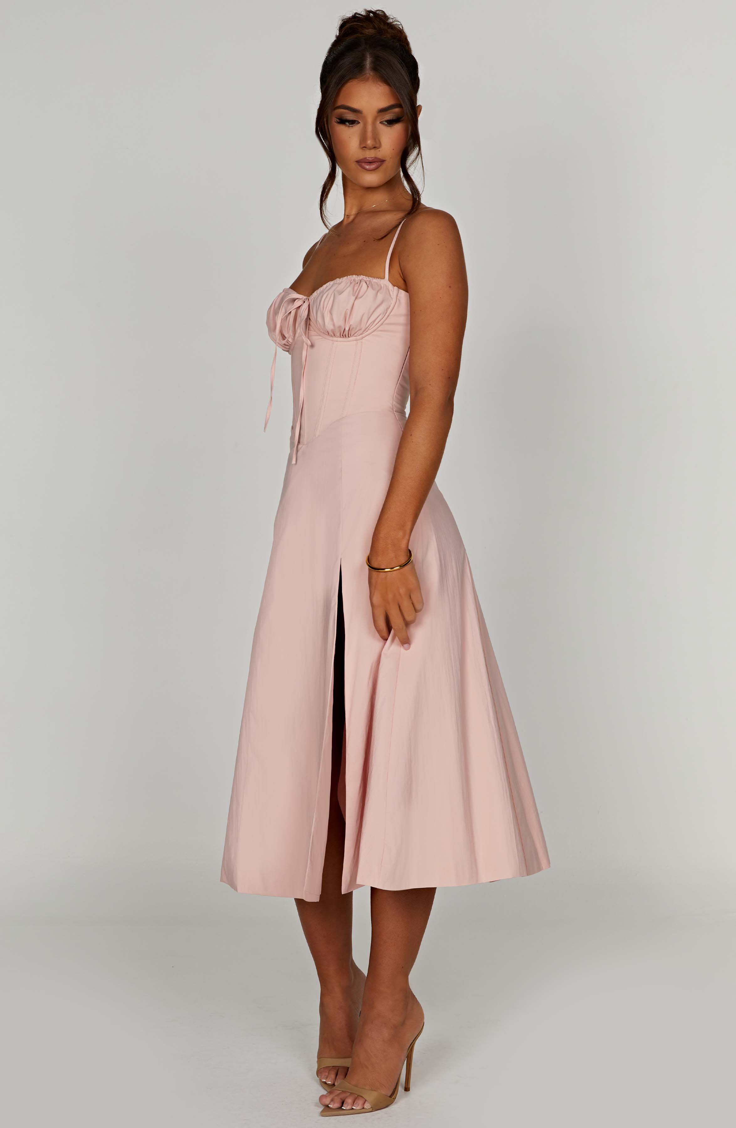 Deanna Pembe Midi Elbise