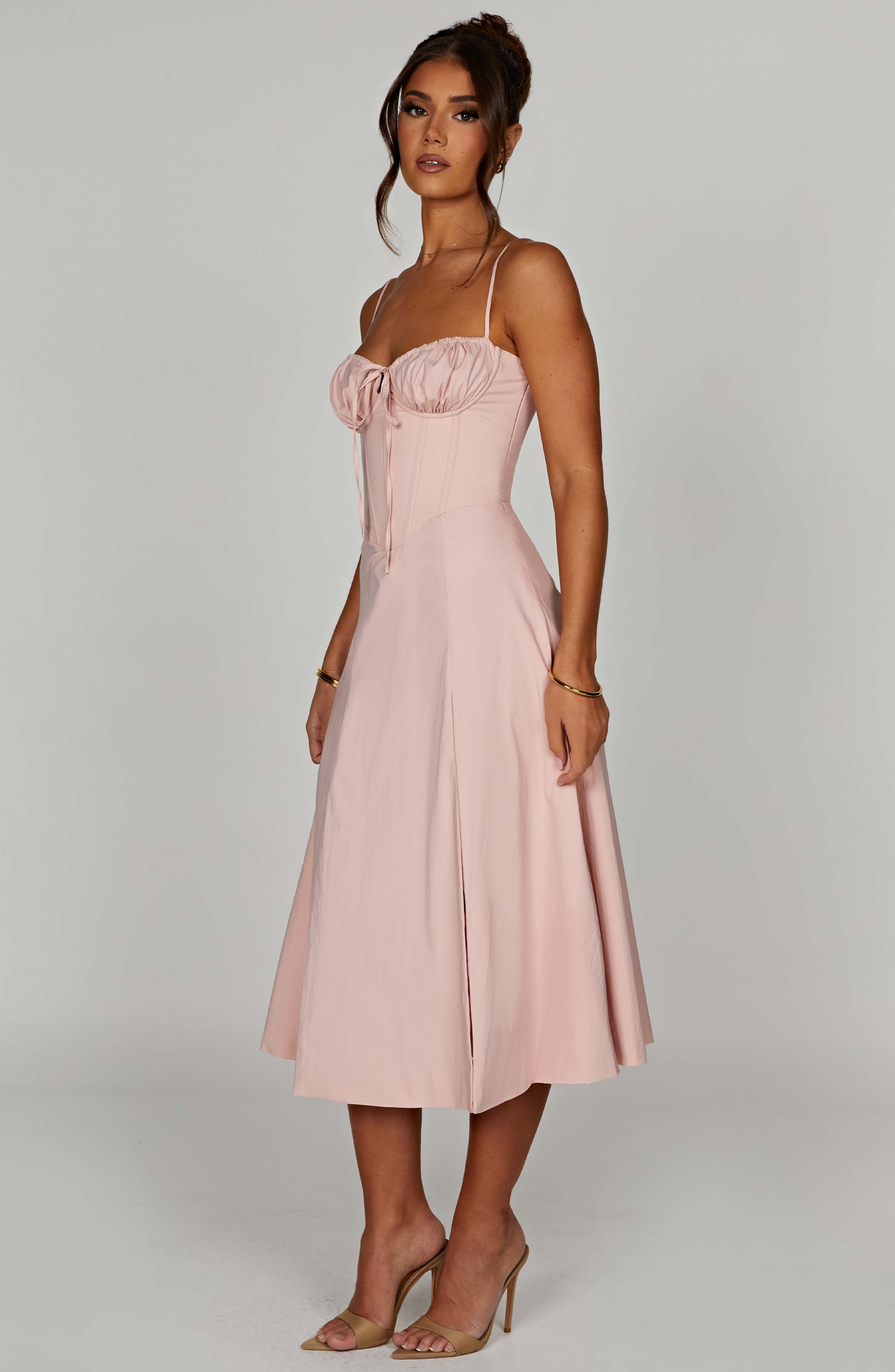 Deanna Pembe Midi Elbise