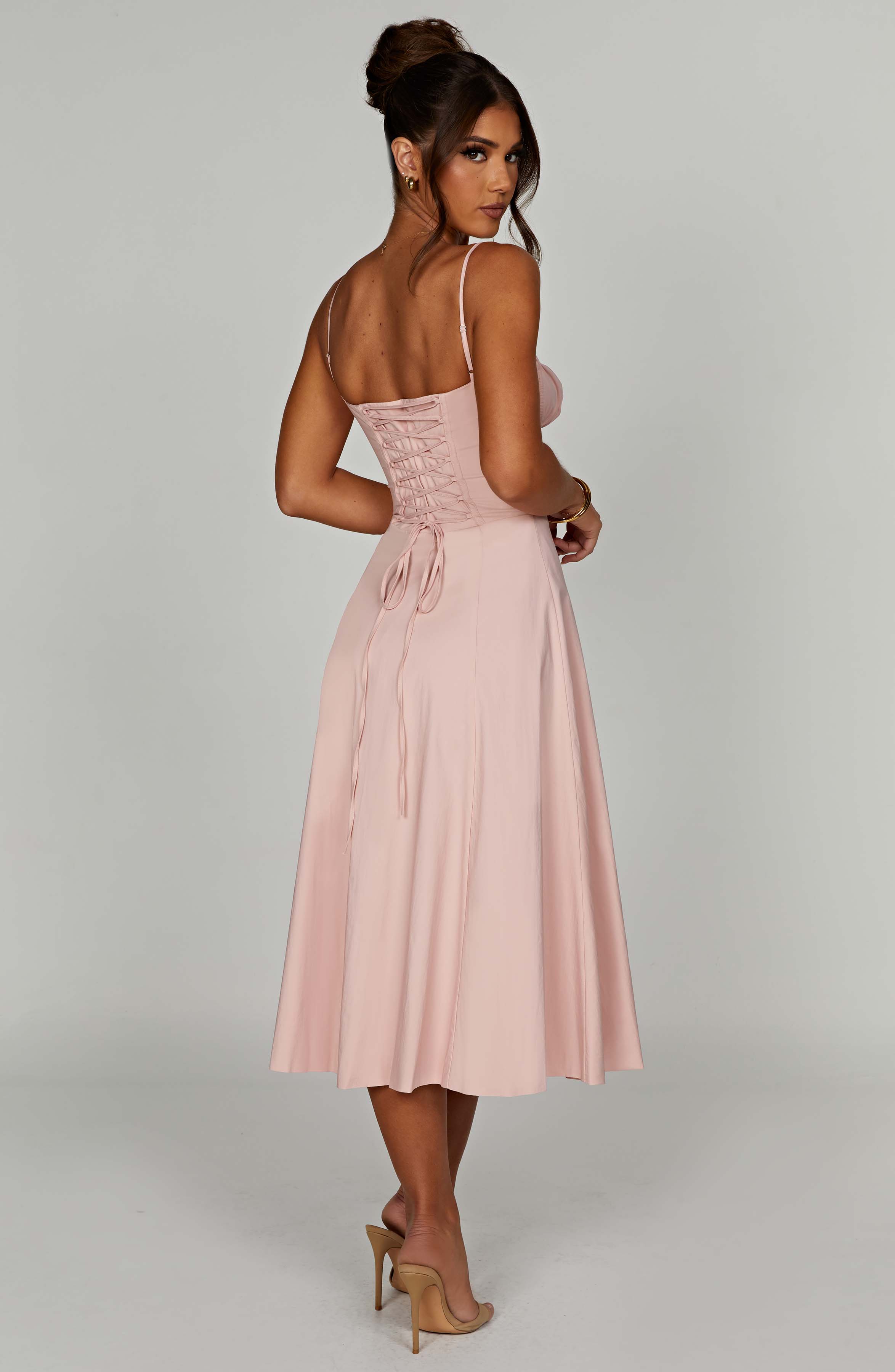 Deanna Pembe Midi Elbise