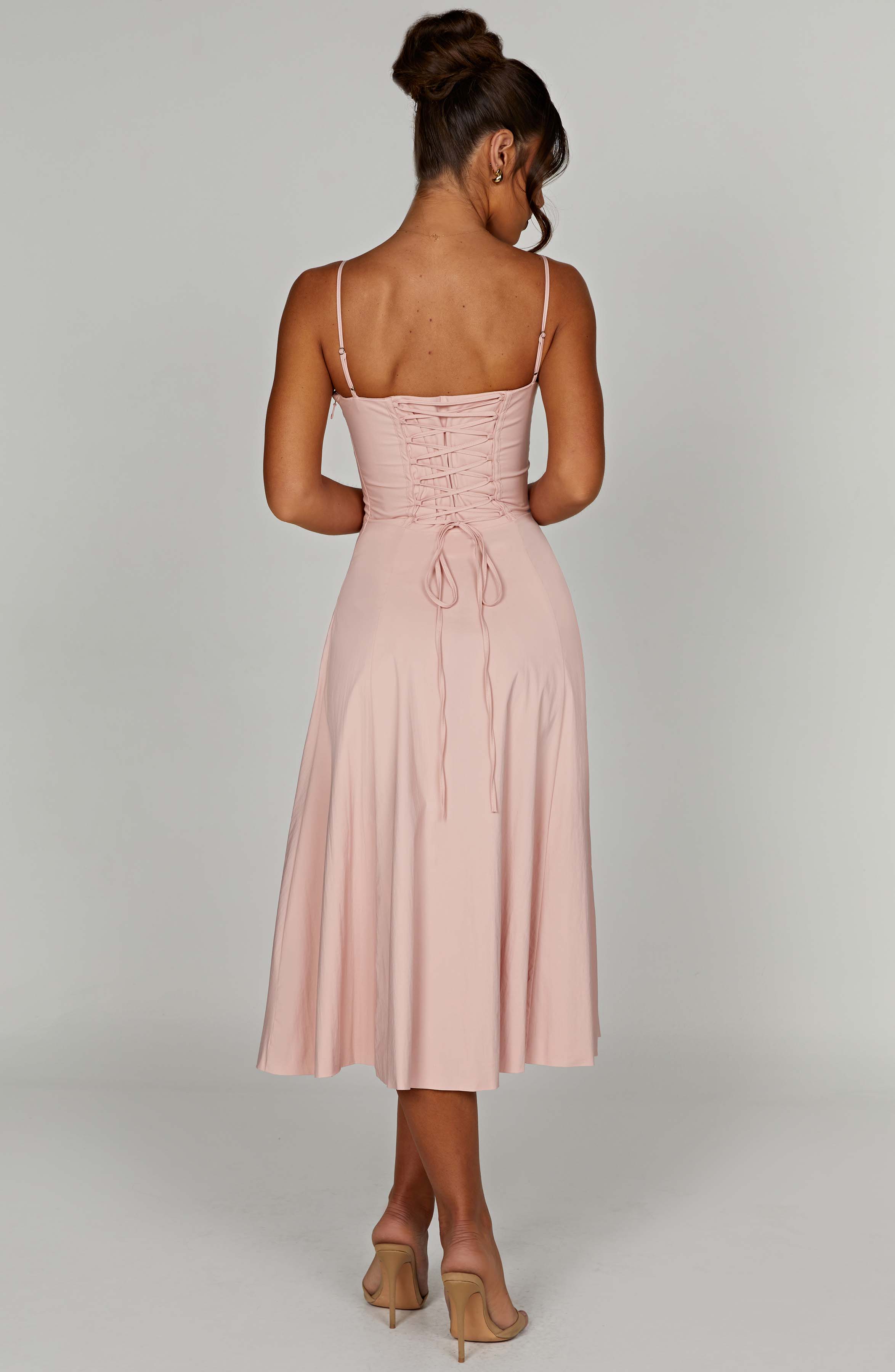 Deanna Pembe Midi Elbise
