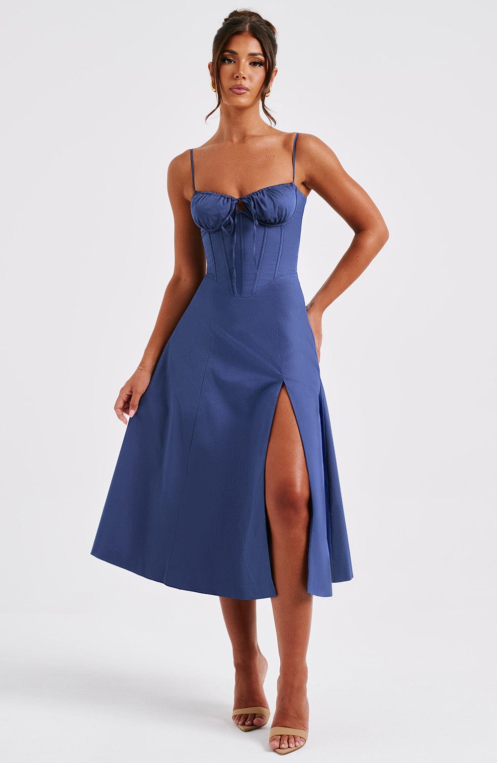 Deanna Lacivert Midi Elbise