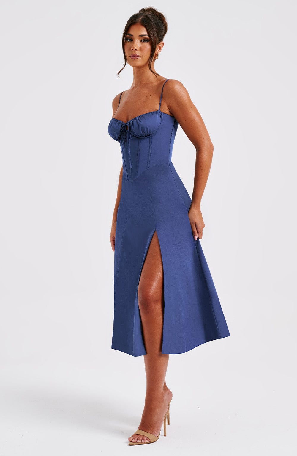 Deanna Lacivert Midi Elbise