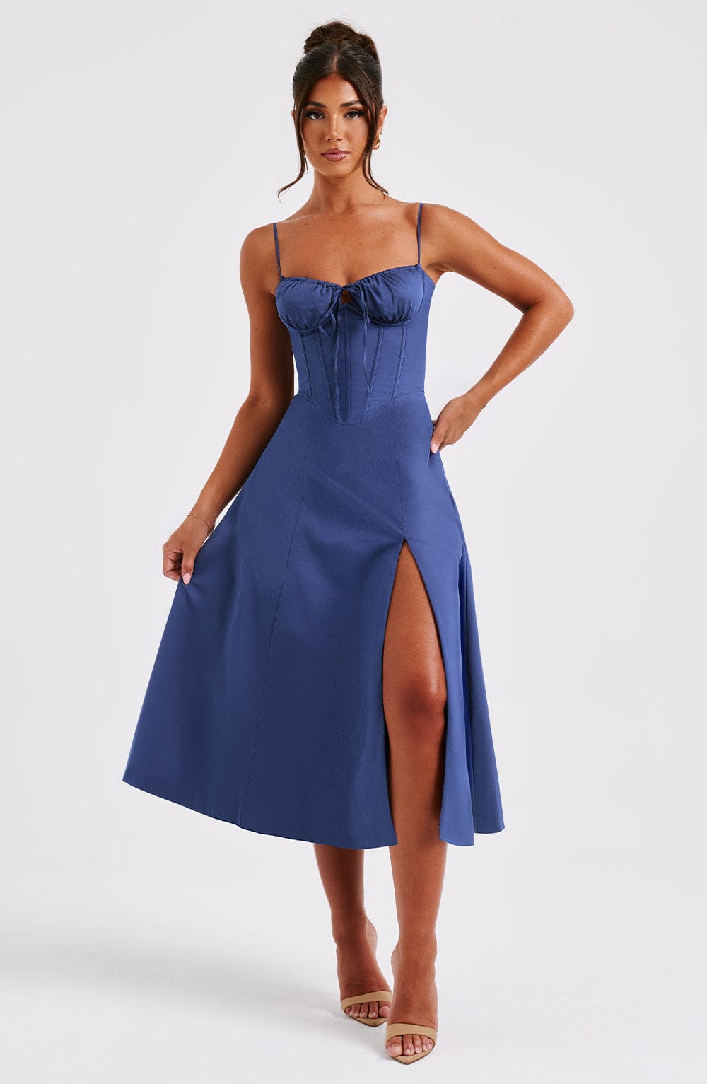 Deanna Lacivert Midi Elbise