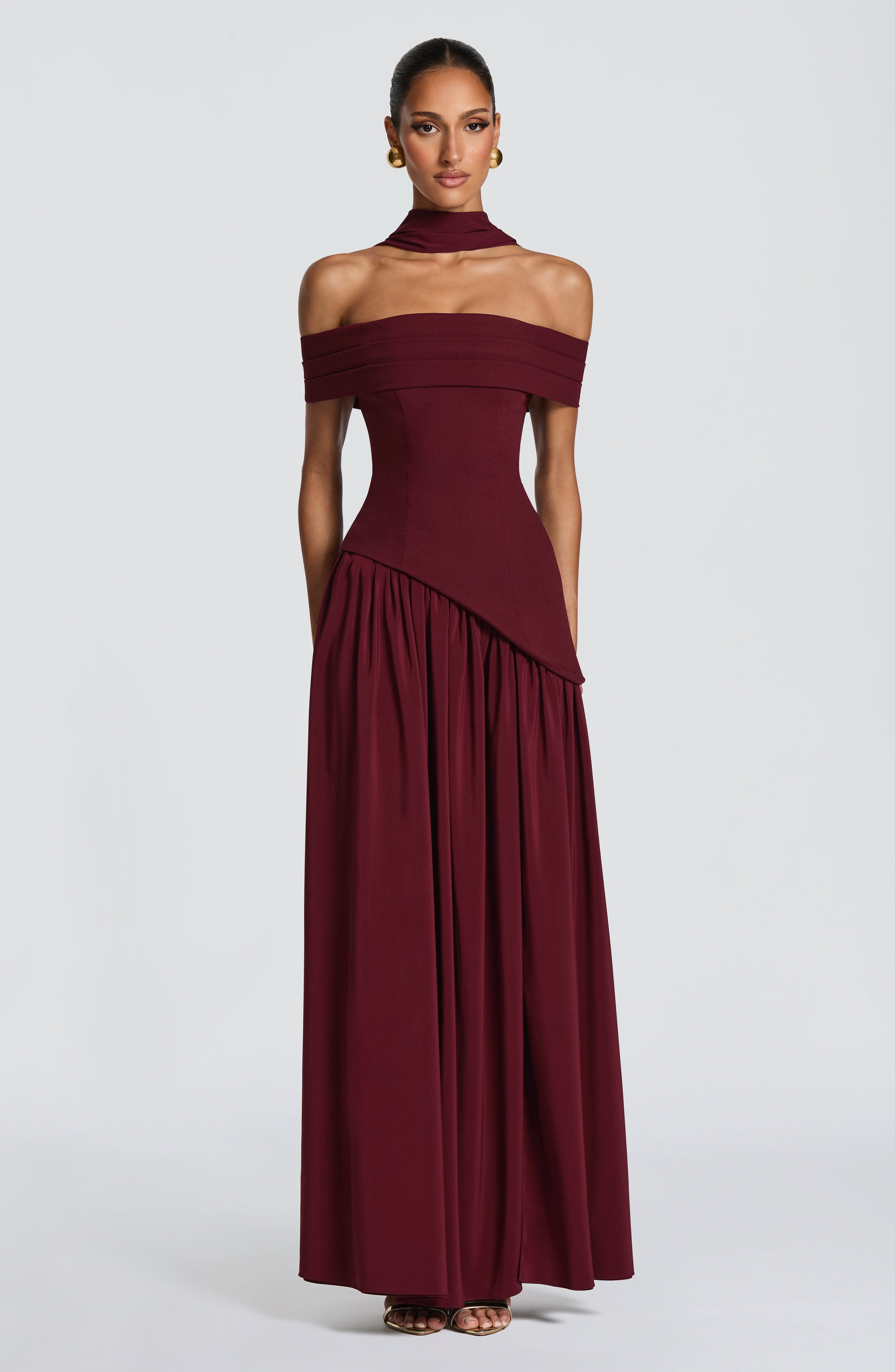 Delilah Maxi Elbise - Parlak Kiraz Rengi
