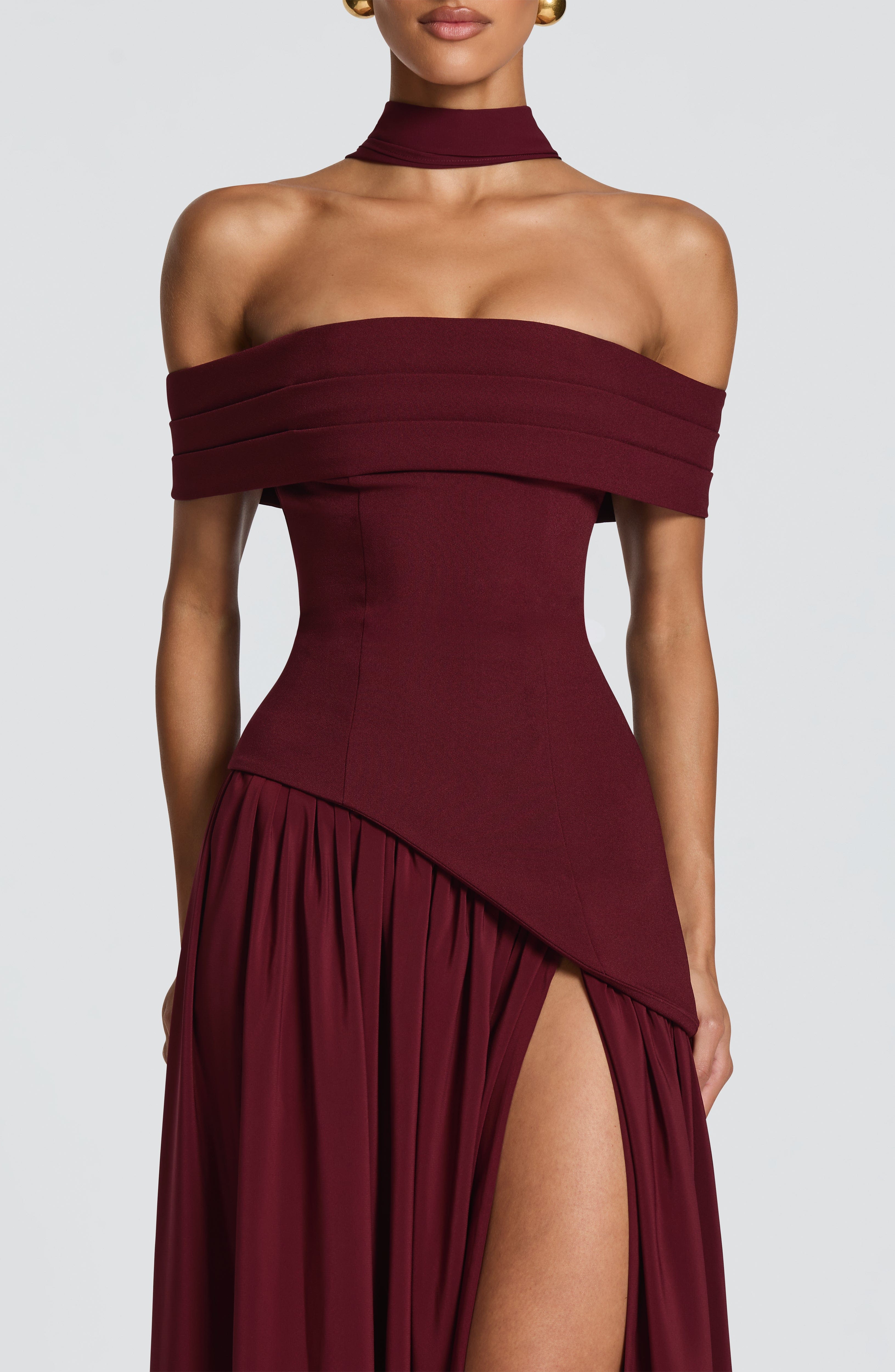 Delilah Maxi Elbise - Parlak Kiraz Rengi