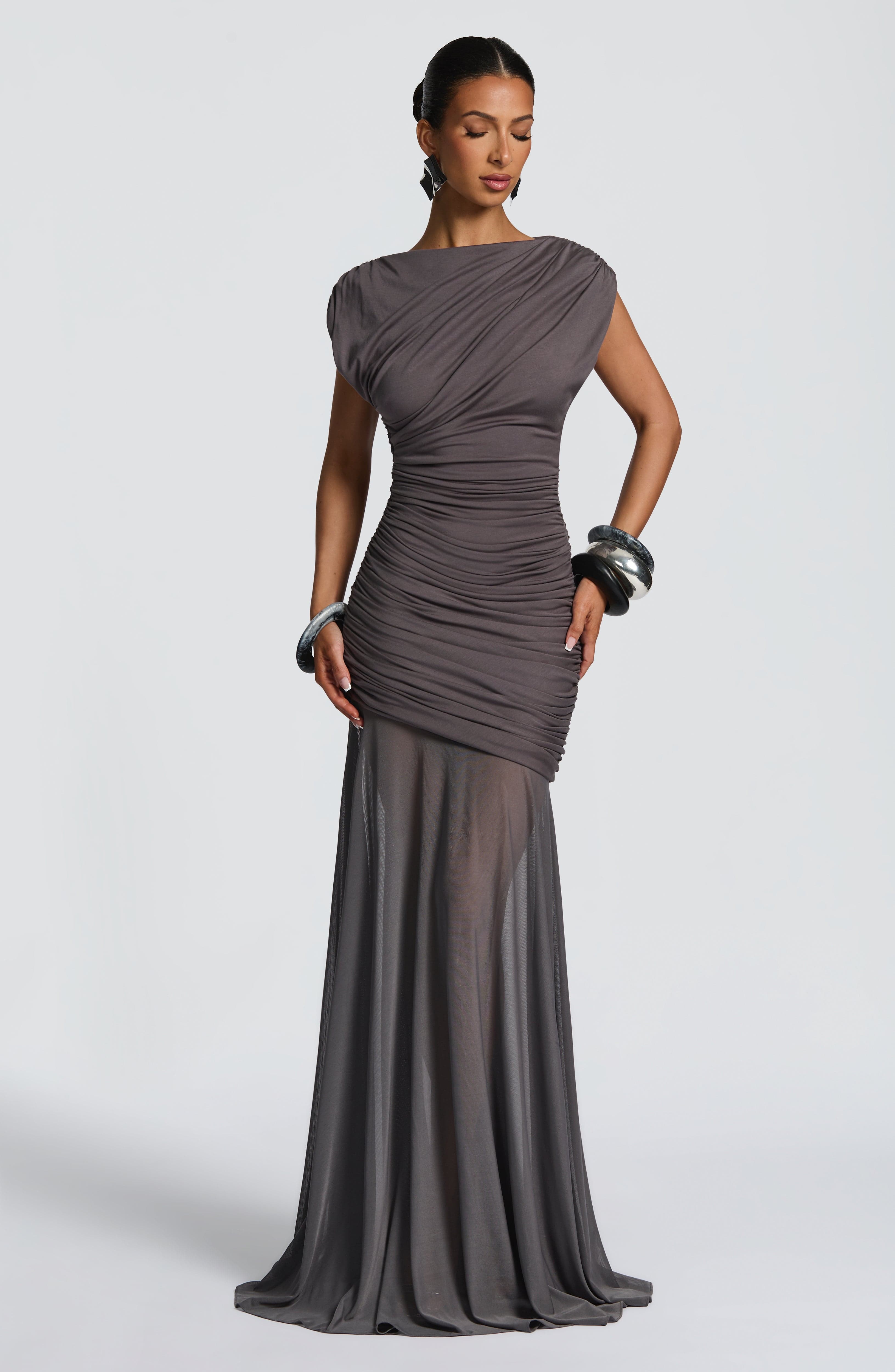Demelza Maxi Antrasit Elbise