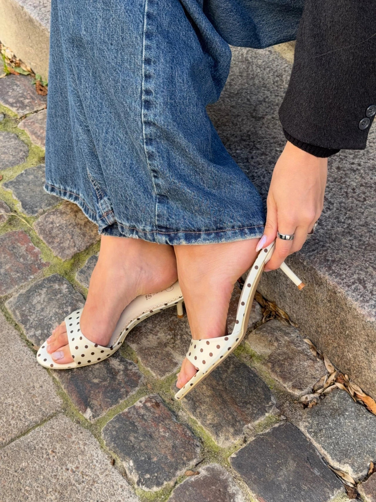 Krem Kahverengi Dottie Mules