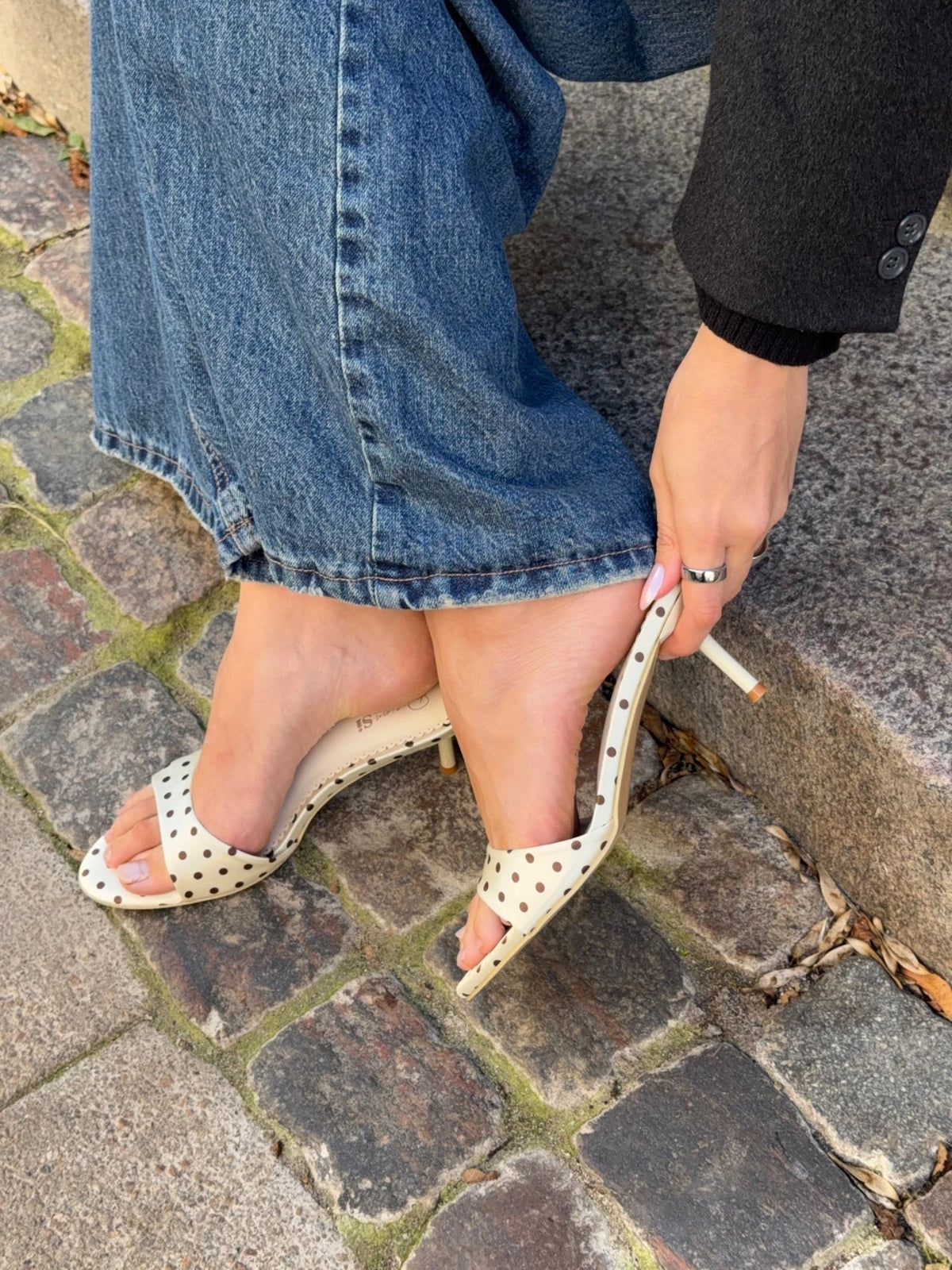 Krem Kahverengi Dottie Mules