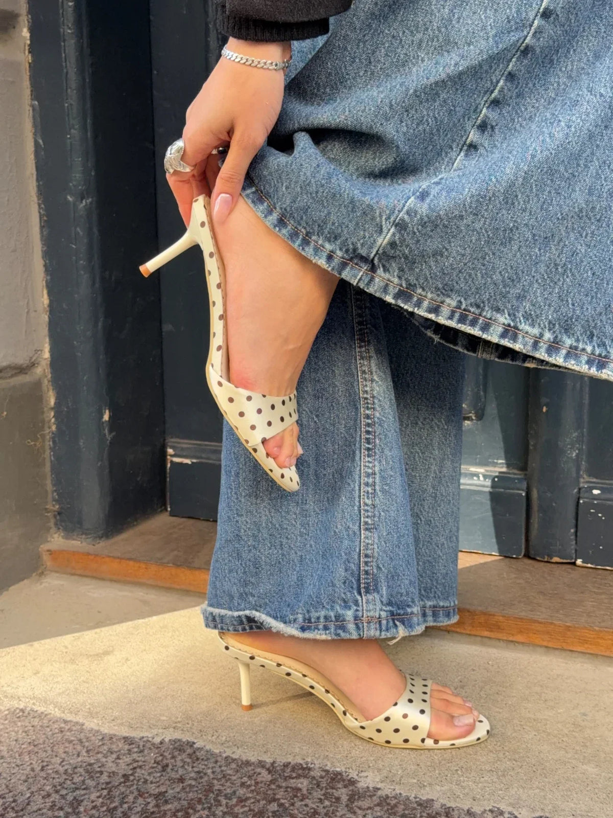 Krem Kahverengi Dottie Mules