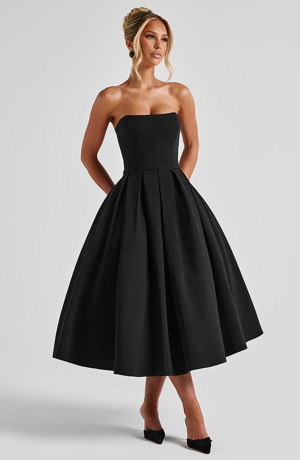 Siyah Edith Midi Elbise