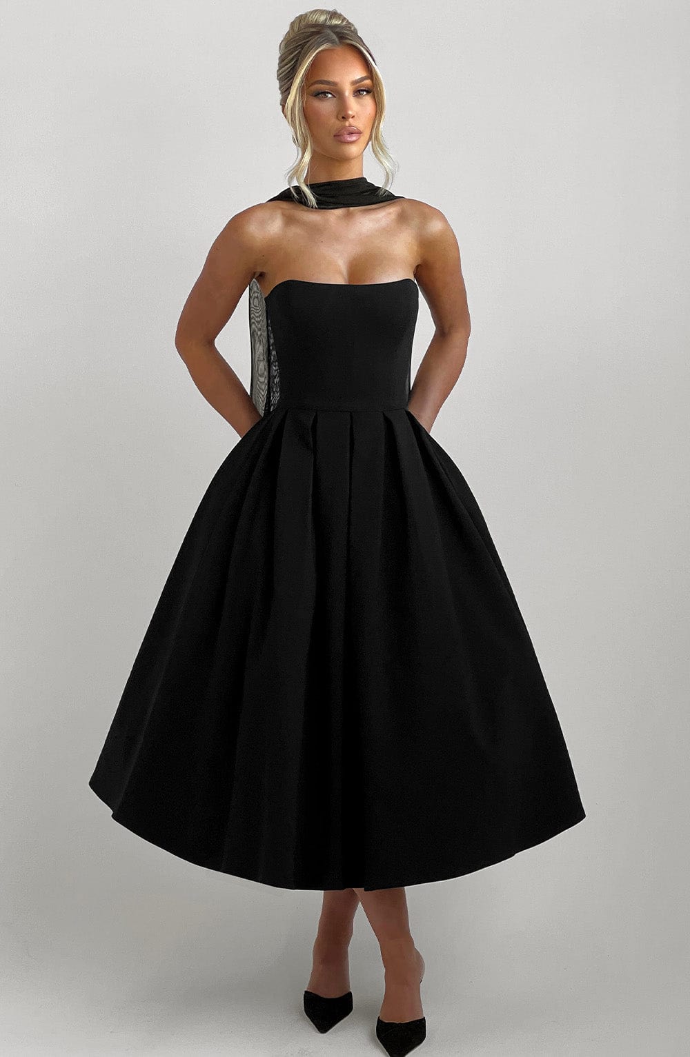 Siyah Edith Midi Elbise